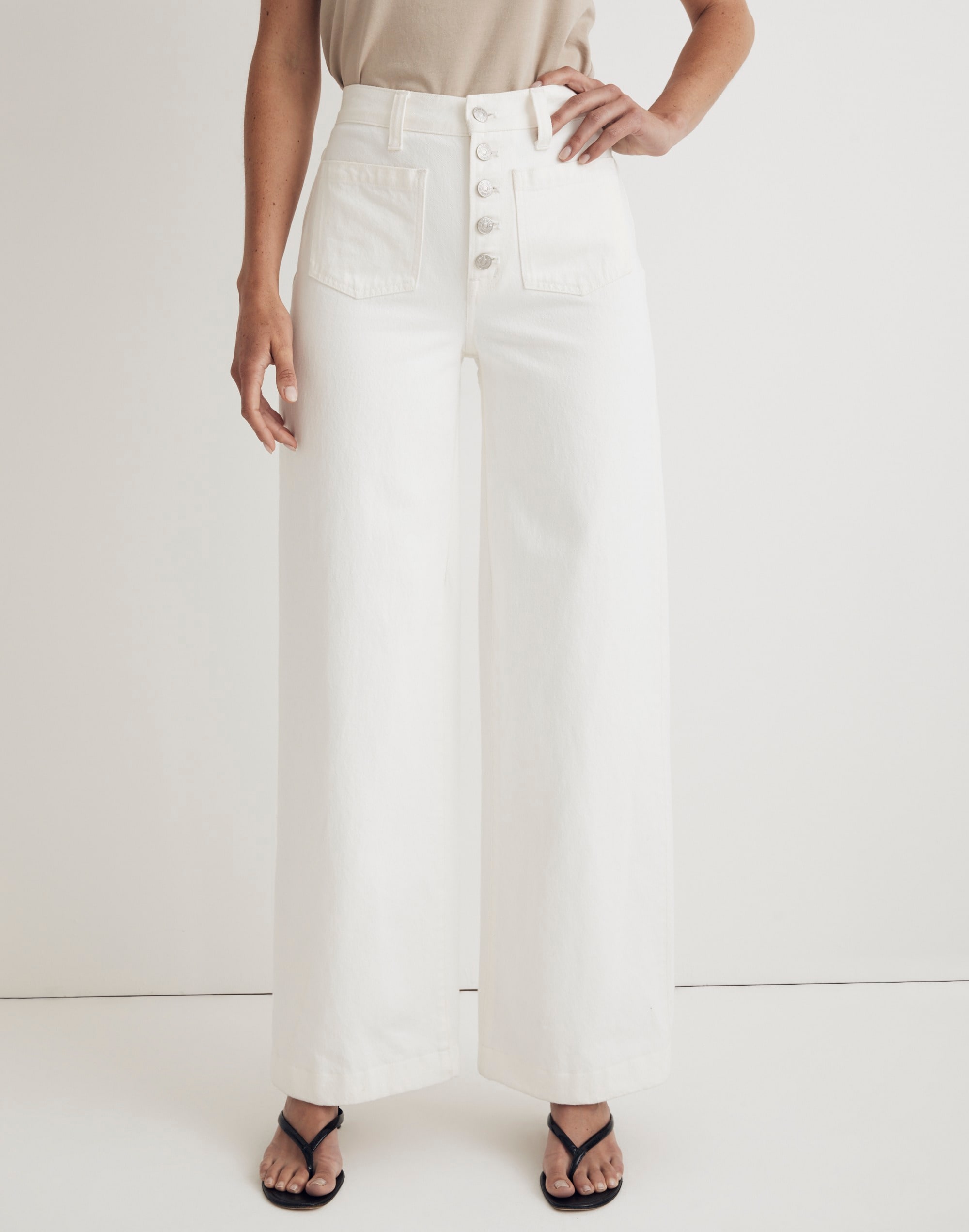 Old Mate White High Rise Wide-Leg Jeans