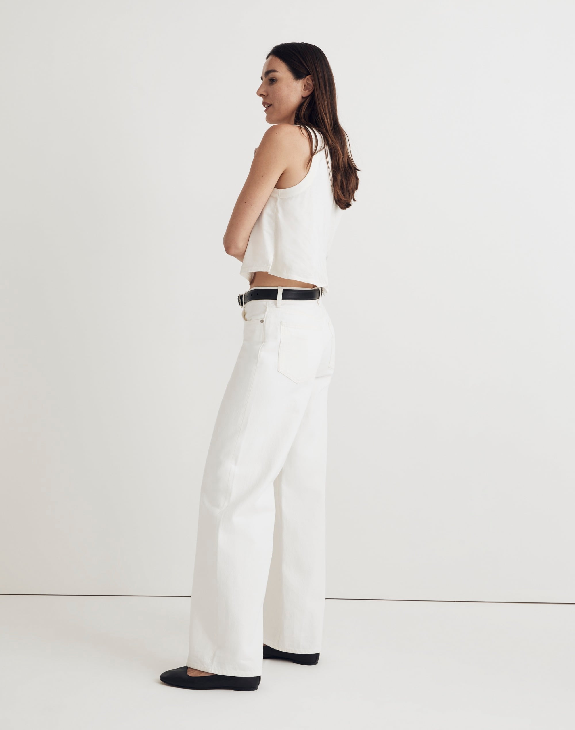 Low-Rise Superwide-Leg Jeans in Tile White