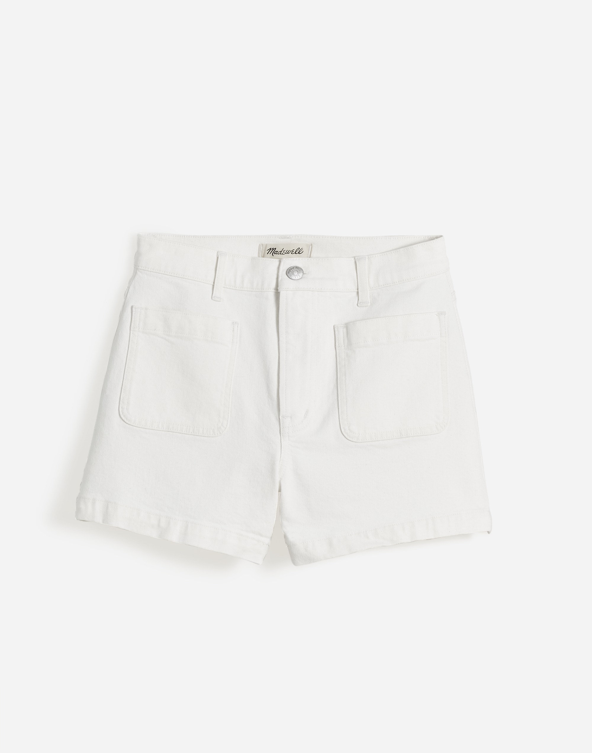White Monogram Patch Denim Shorts - Ready-to-Wear