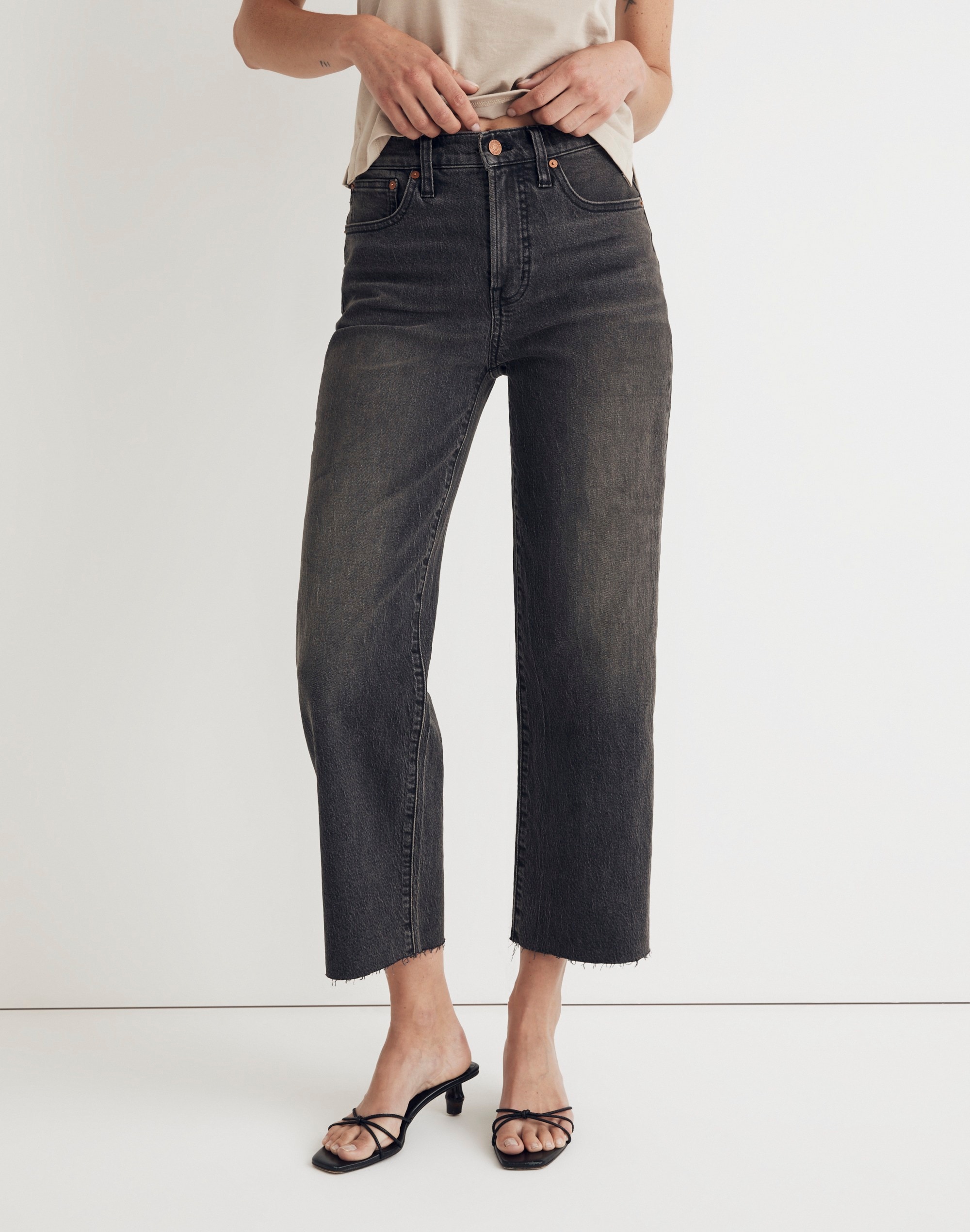 The Perfect Vintage Wide-Leg Crop Jean in Benley Wash: Raw