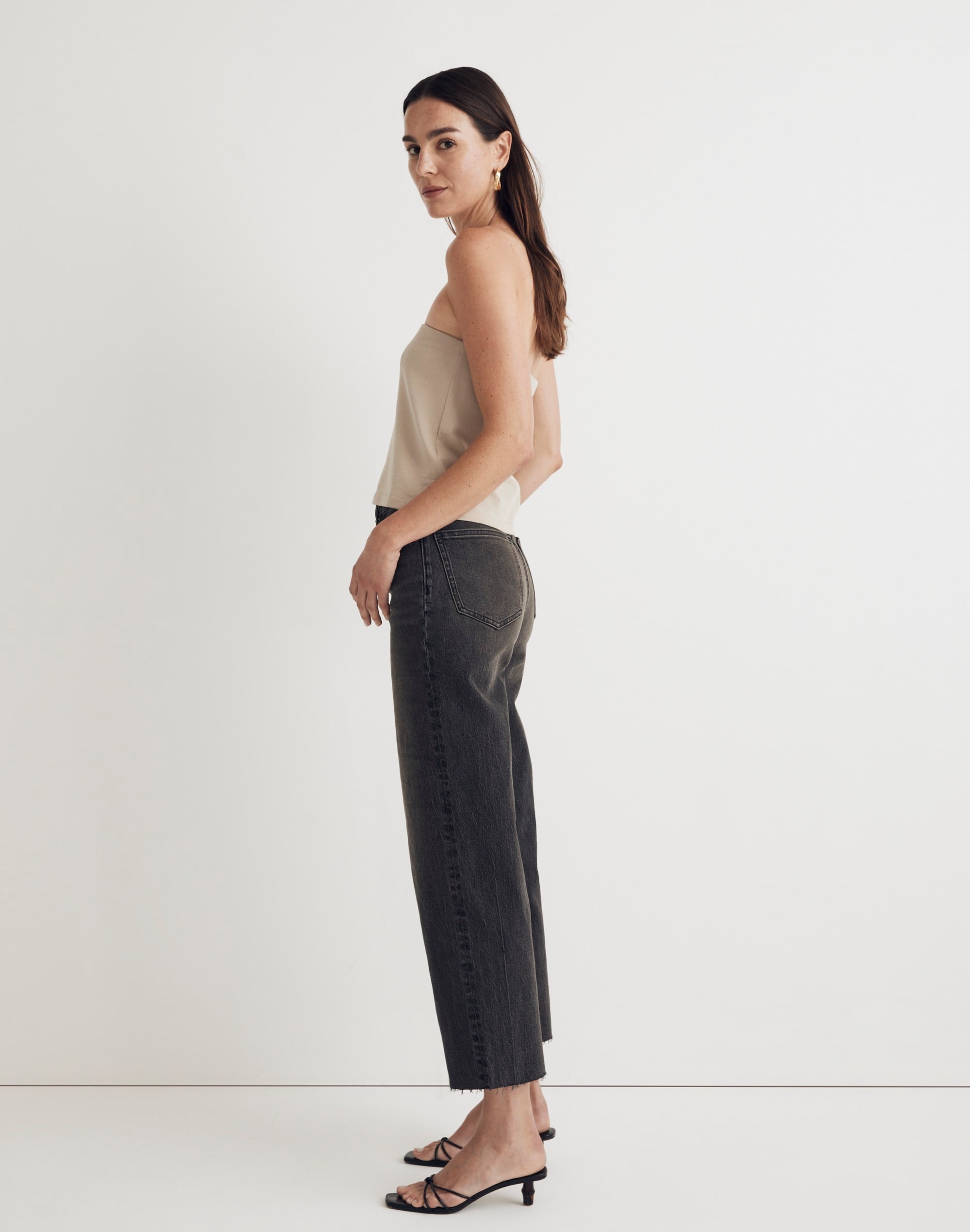 The Perfect Vintage Wide-Leg Crop Jean in Benley Wash: Raw