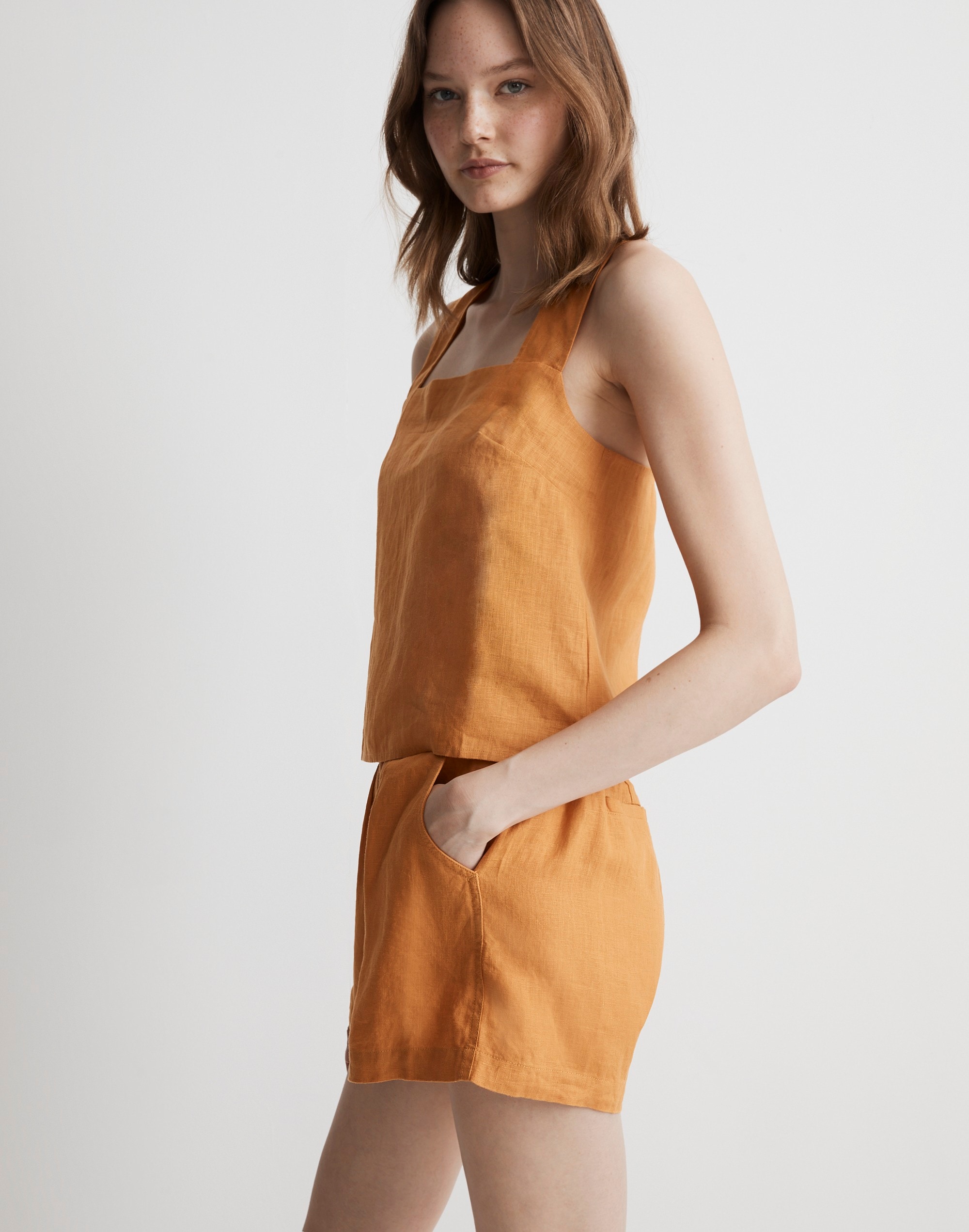 100% Linen Cross-Back Sleeveless Top | Madewell