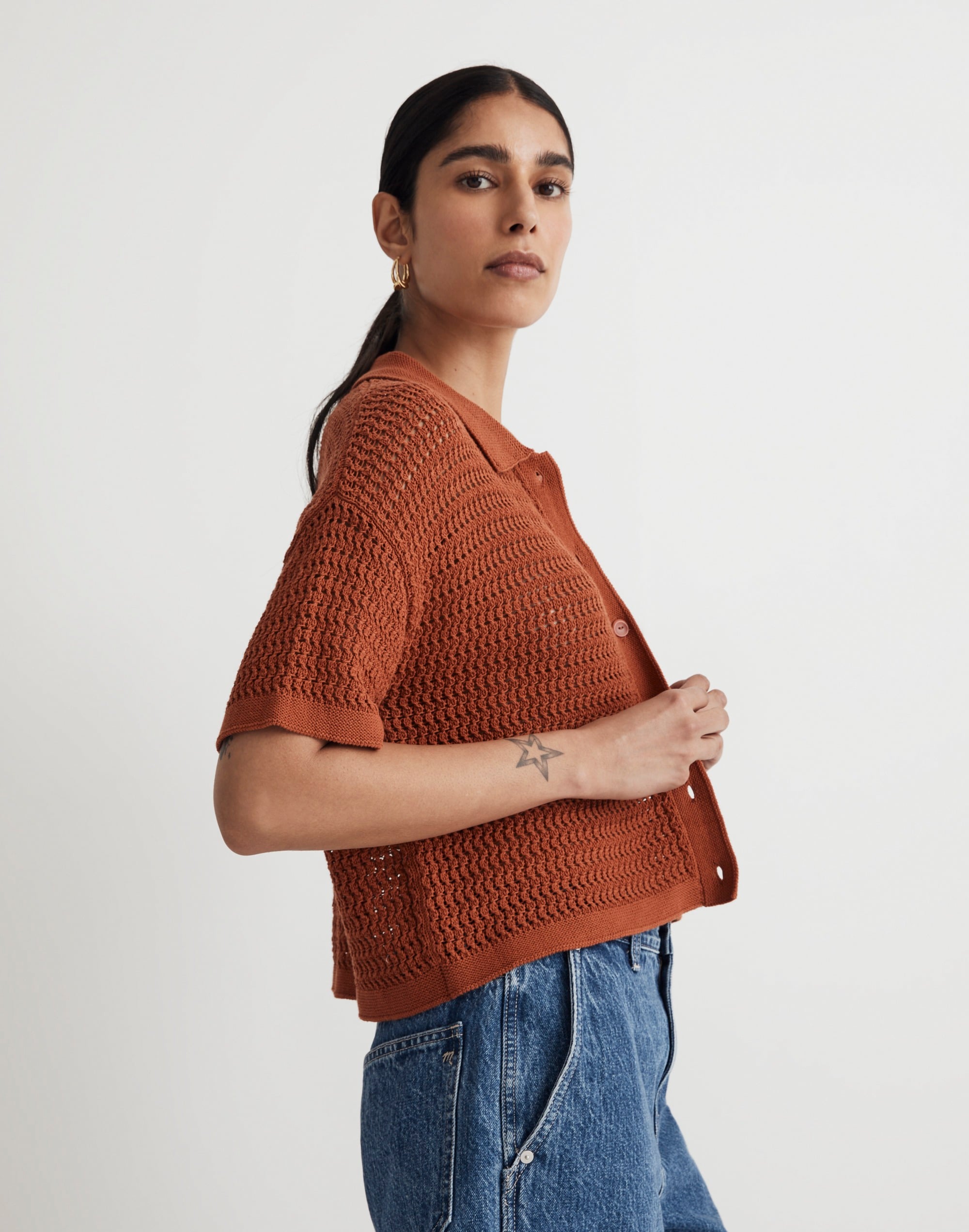 Crochet Button-Down Sweater Tee | Madewell