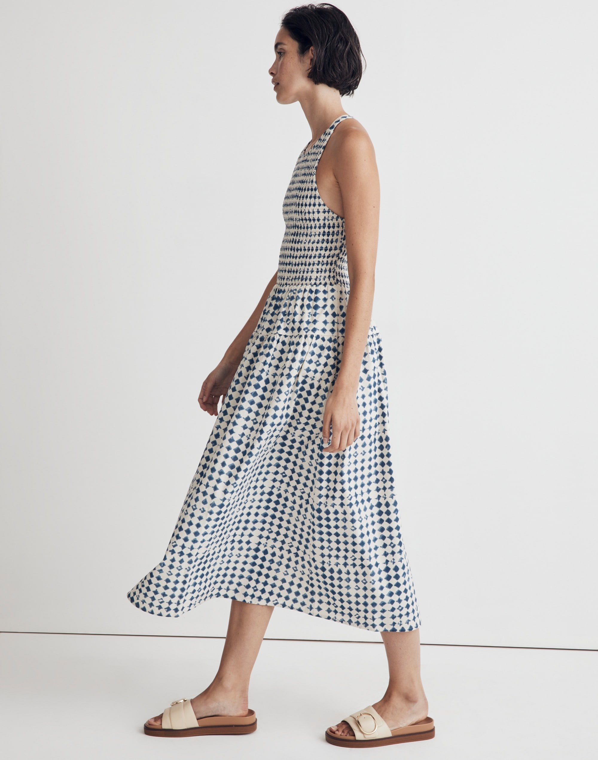 Halter Tiered Midi Dress in Shibori Print