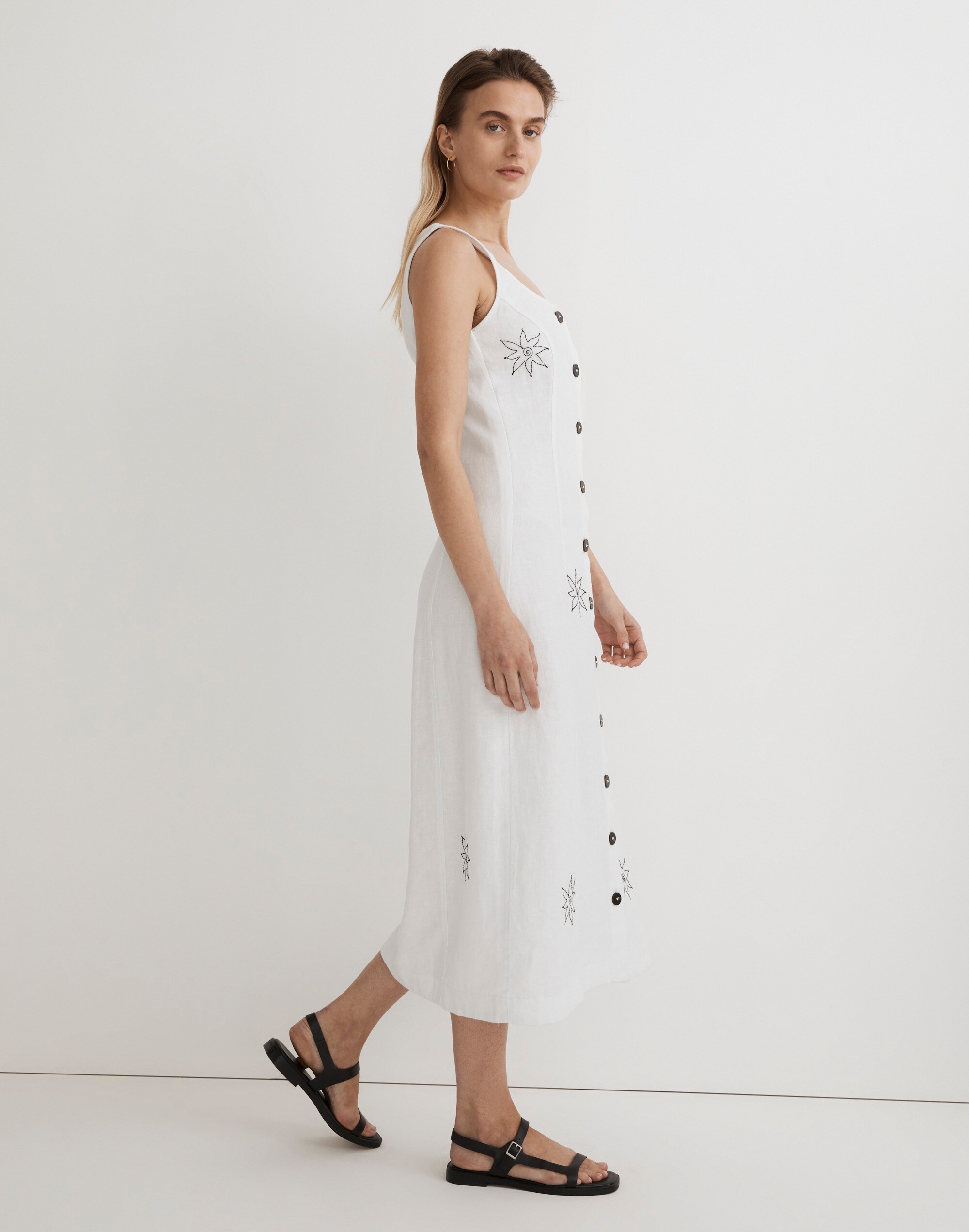 Button-Front Midi Dress 100% Linen | Madewell