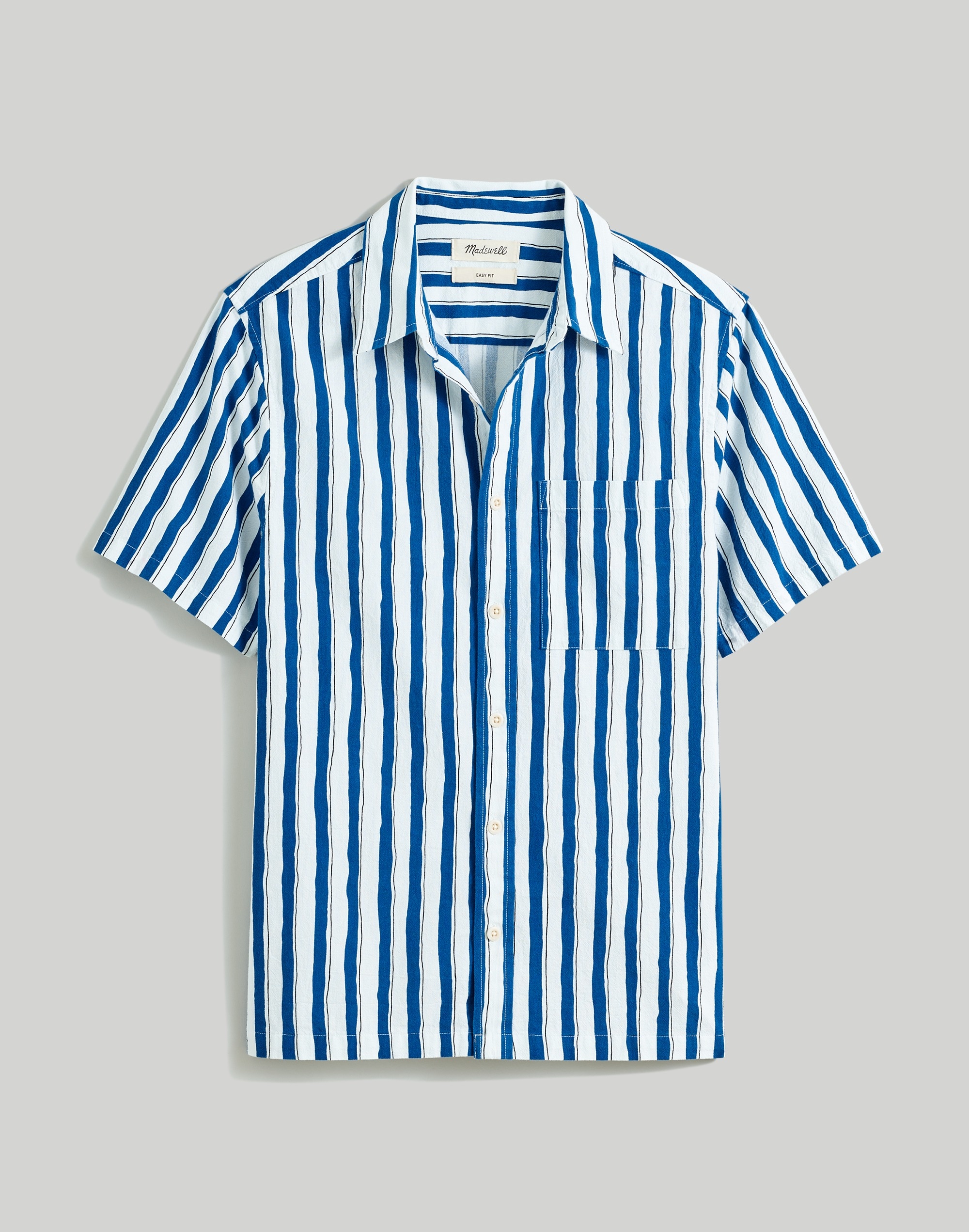 Crinkle Cotton Perfect Short-Sleeve Shirt Painted Stripe | Madewell