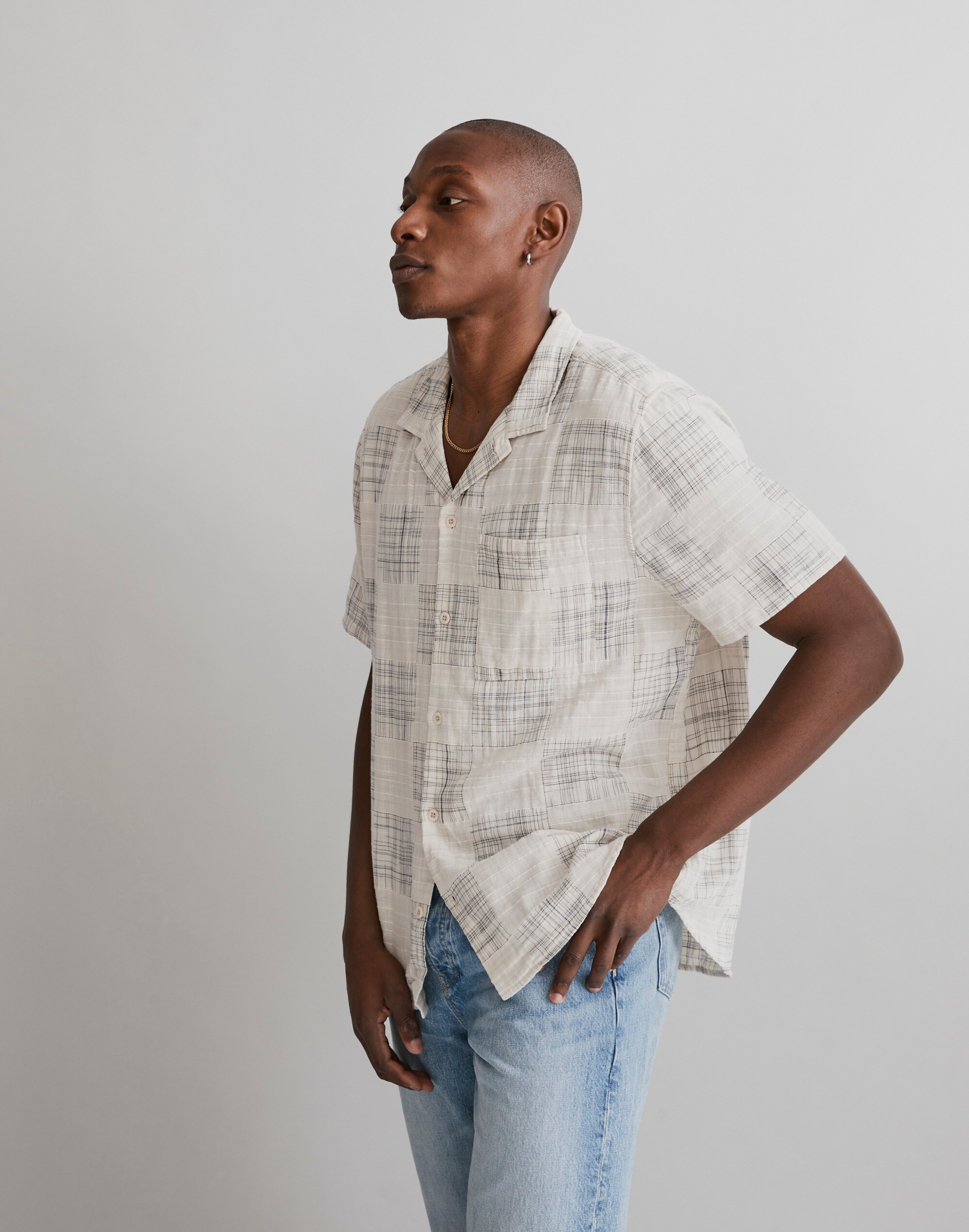 Easy Short-Sleeve Shirt in Patchwork Plaid