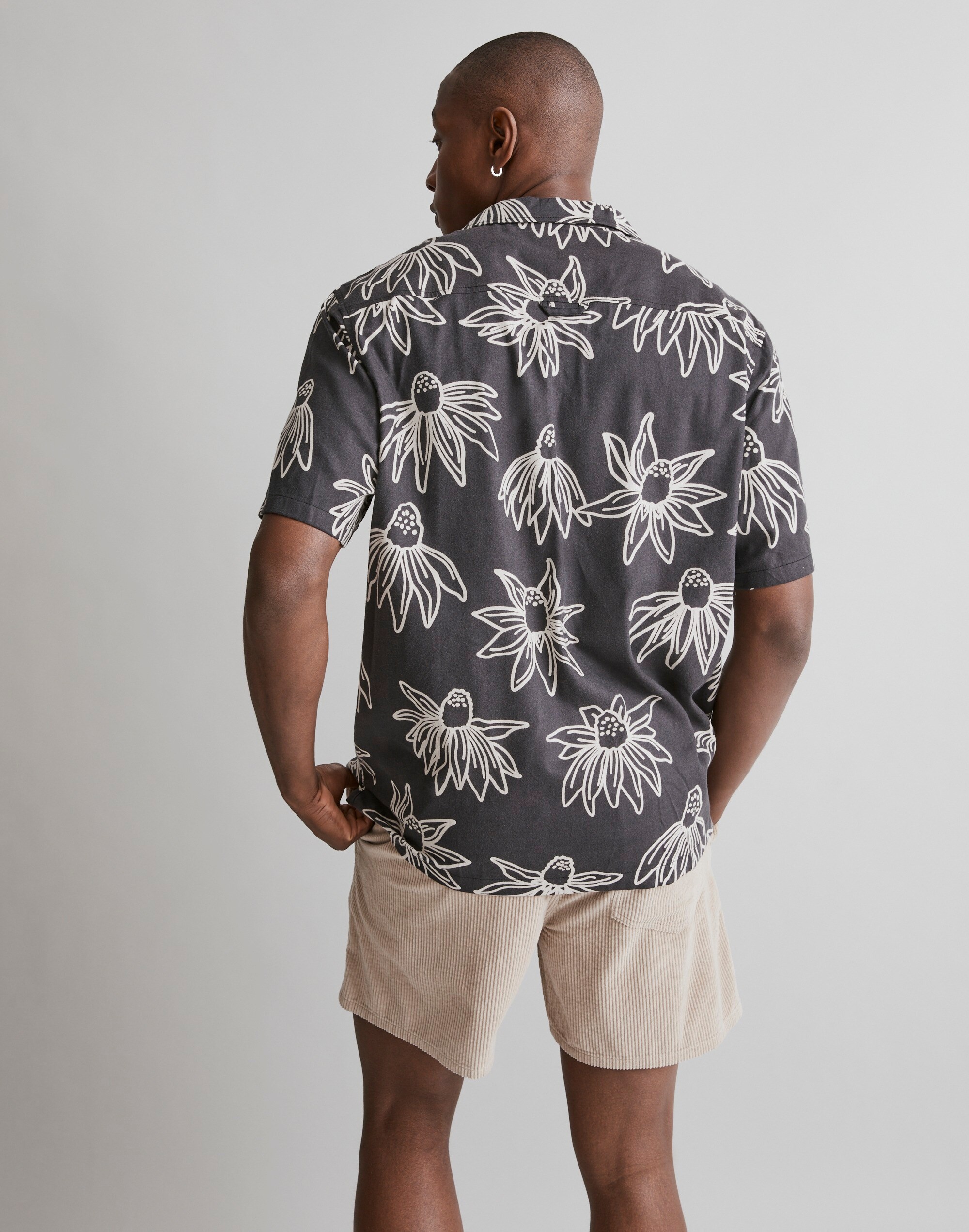 Short Sleeve Boxy Fit Spliced Floral Shirt