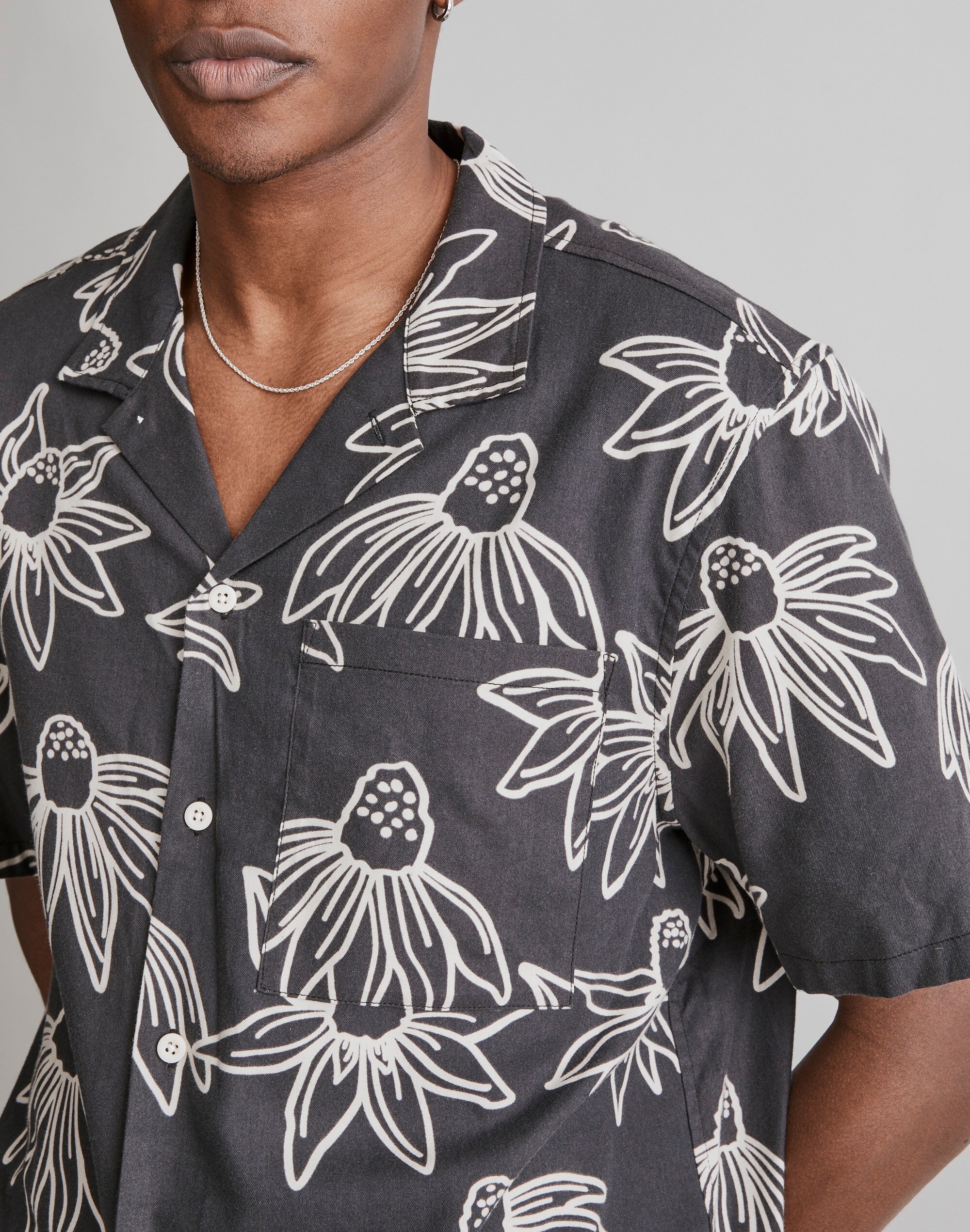 Boxy Short-Sleeve Shirt in Floral Print