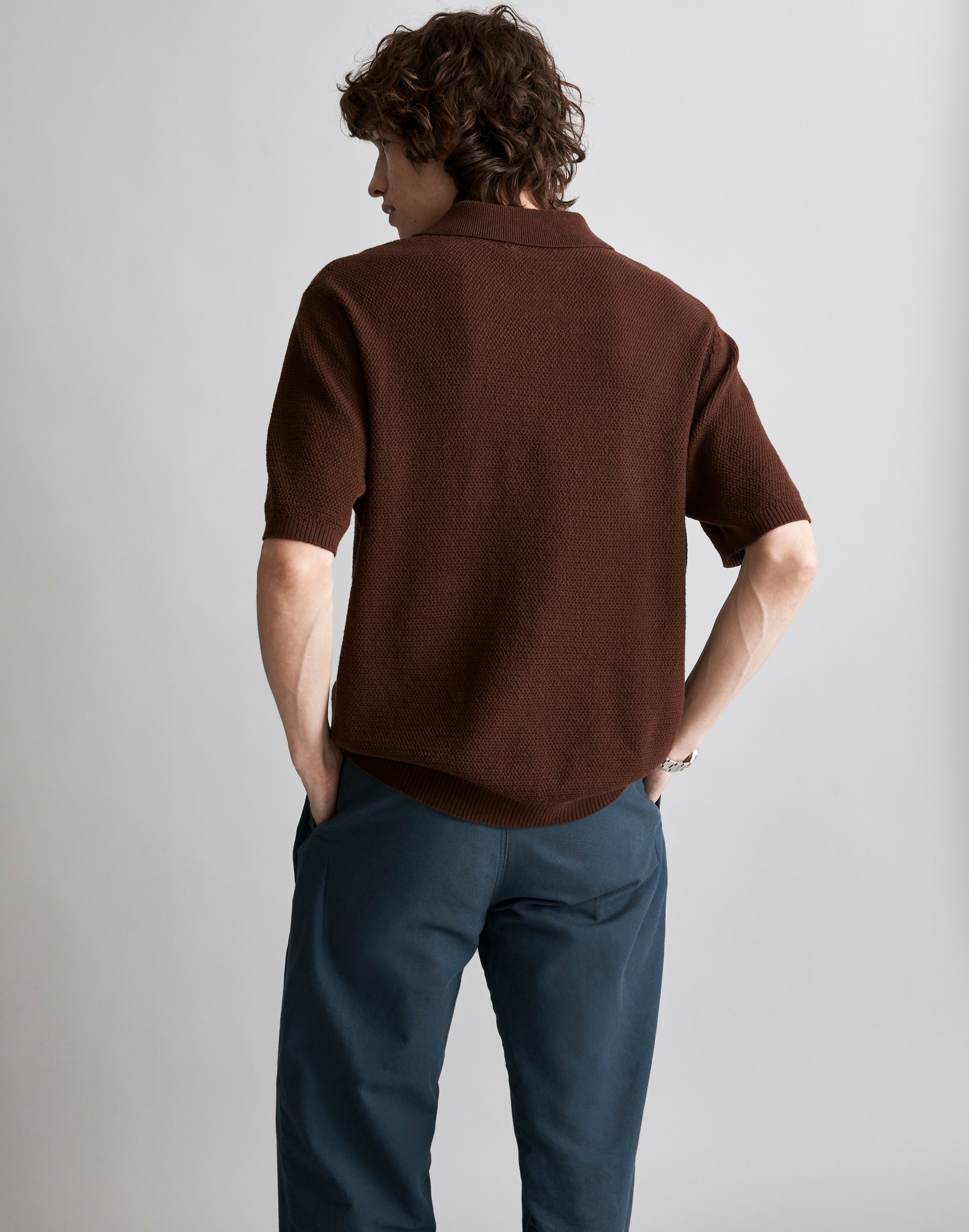 Textured Cotton-Linen Blend Sweater Polo | Madewell