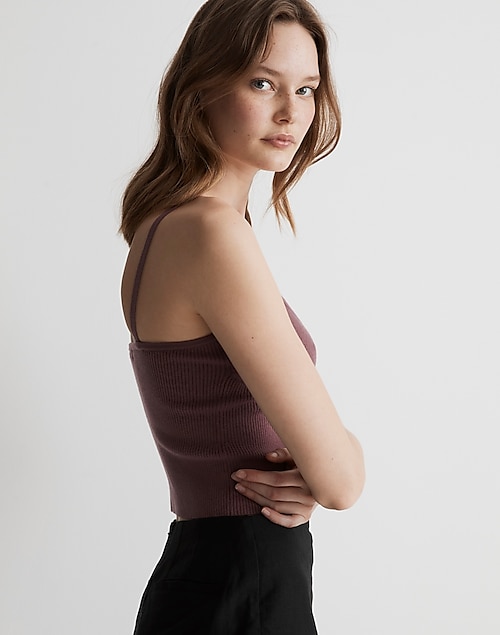 1/2 Sweater Cropped Top - Brown