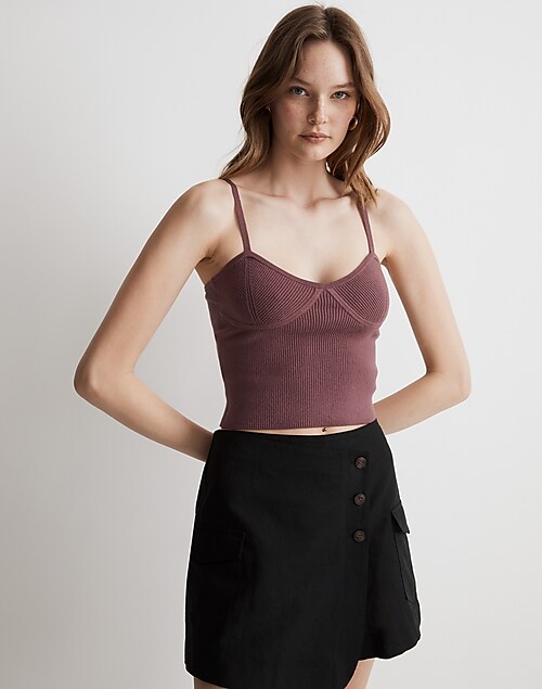 SOFT LOUNGE RINGER CROPPED TANK, MAROON