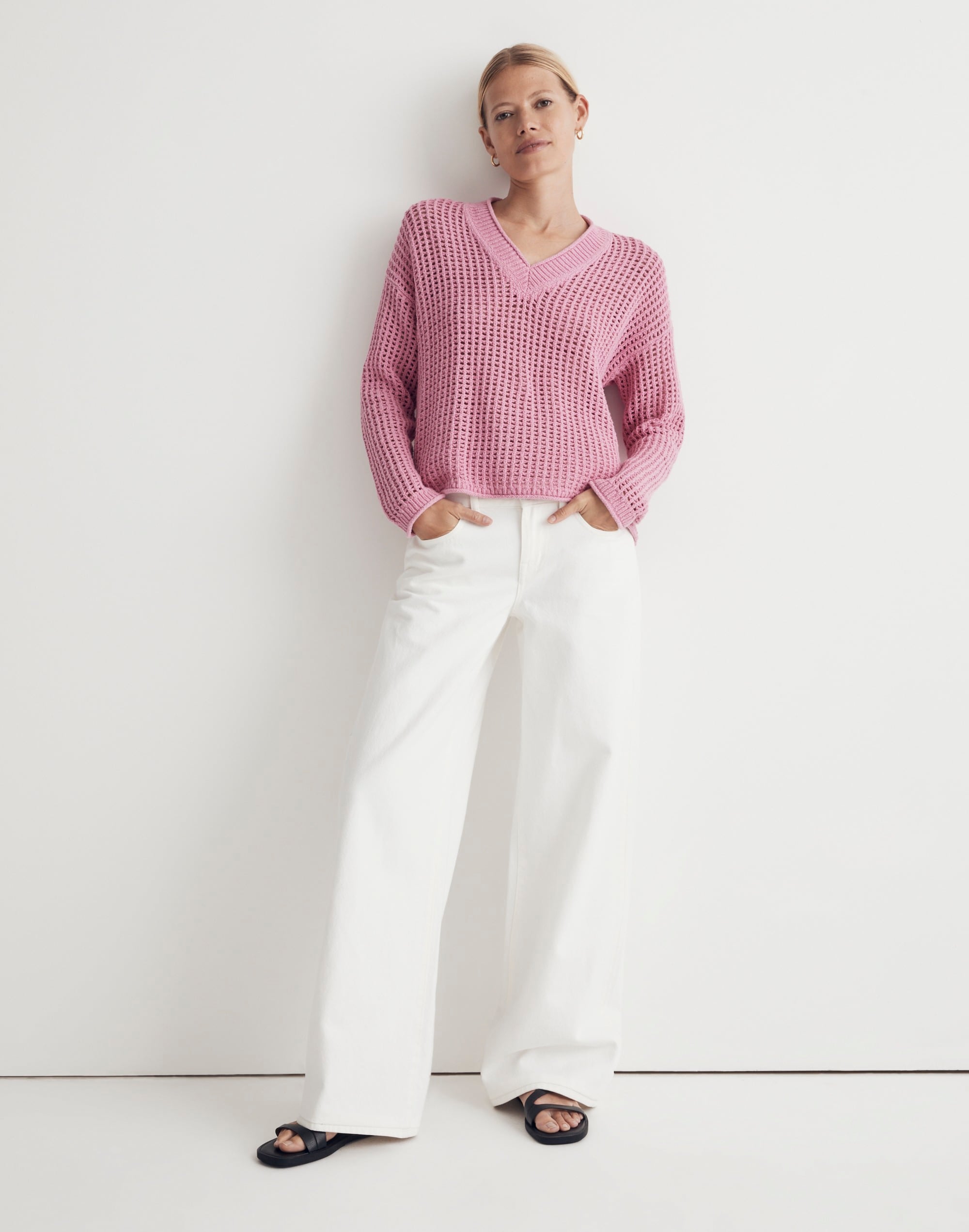 Open-Stitch V-Neck Pullover Sweater | Madewell