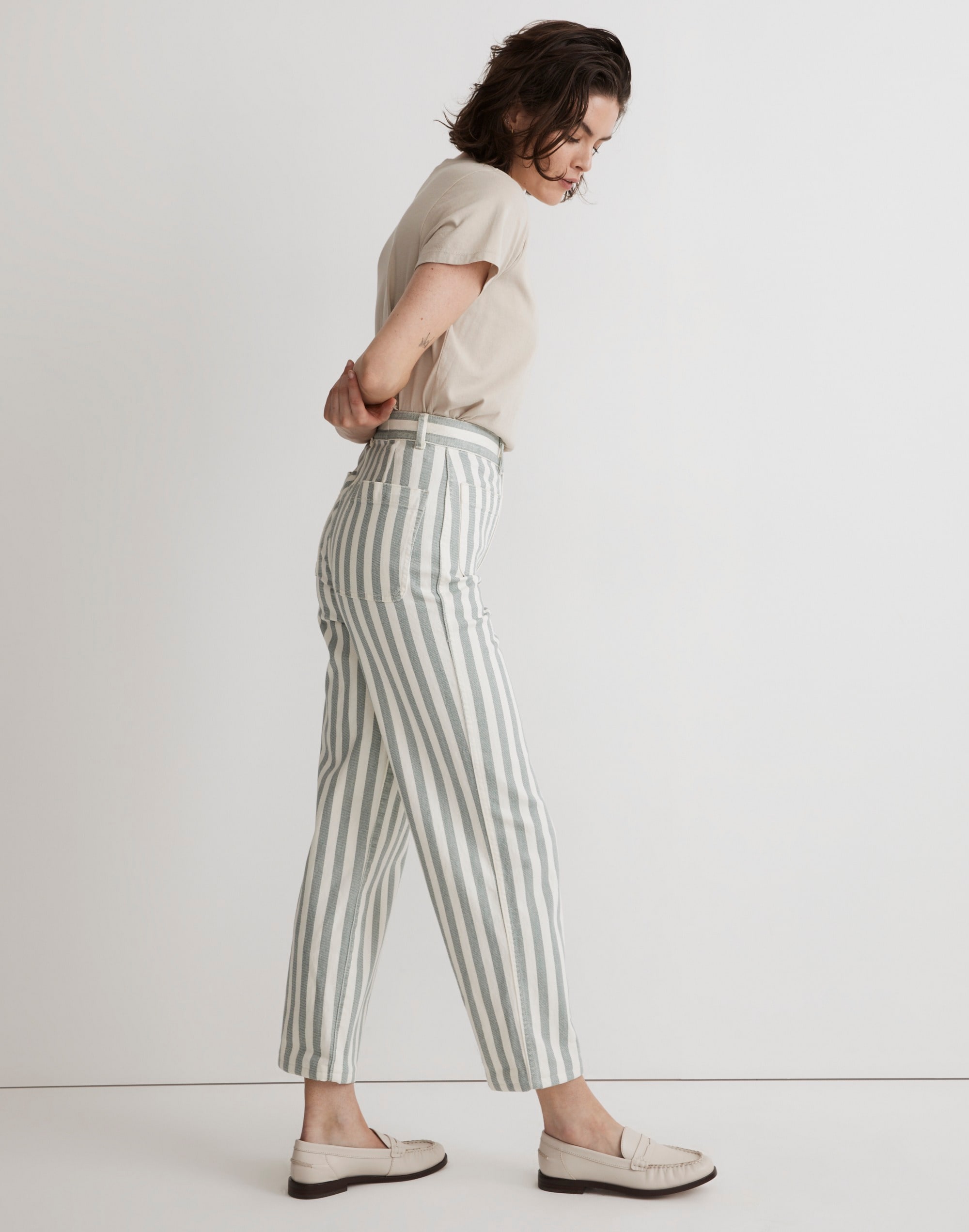 Emmett 2.0 Wide-Leg Crop Pants in Stripe: Patch-Pocket Edition