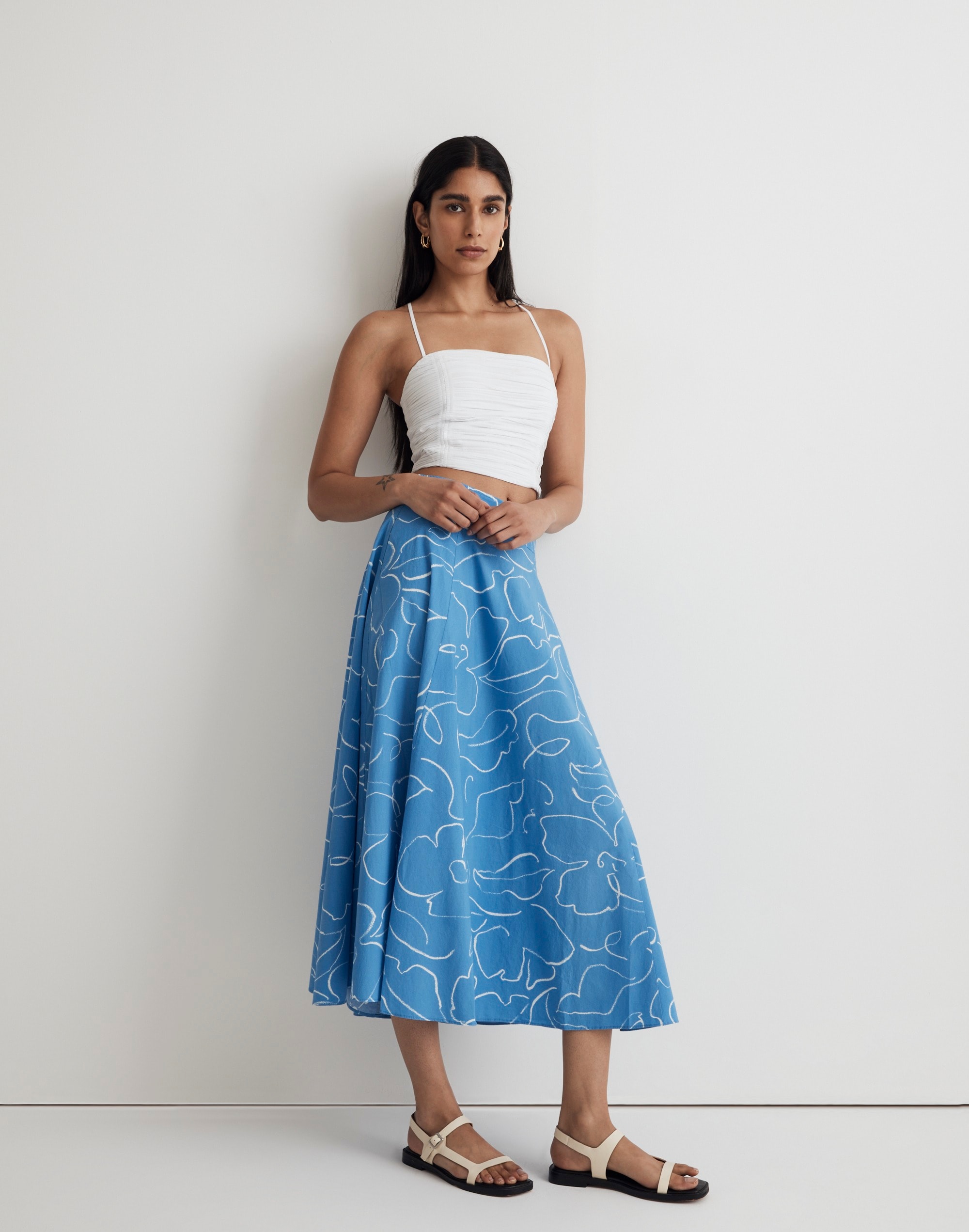 Signature Poplin Maxi Skirt Linear Bloom | Madewell