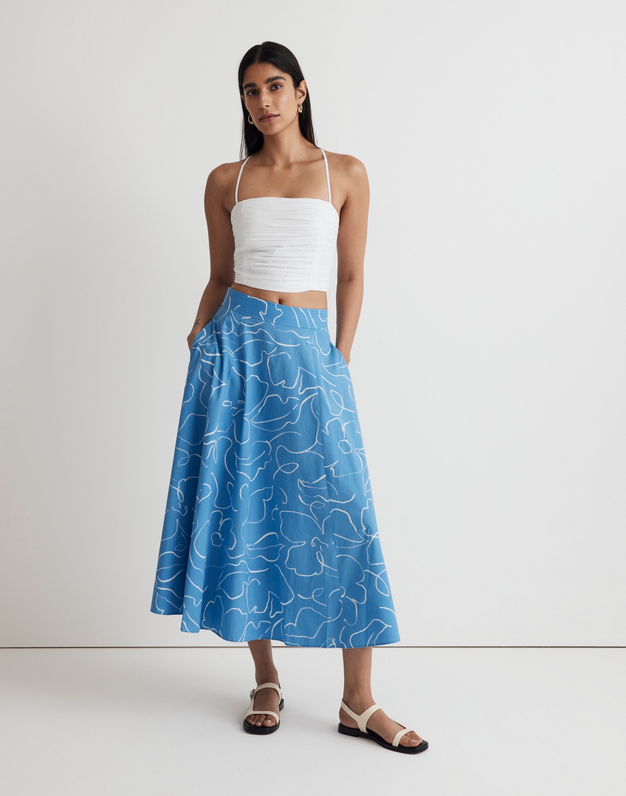 Signature Poplin Maxi Skirt Linear Bloom | Madewell