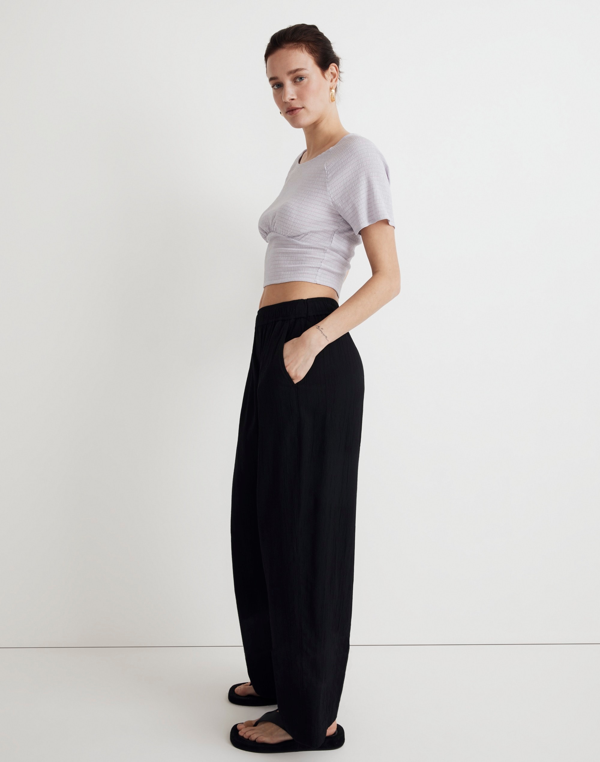 Shirred Crewneck Crop Top | Madewell