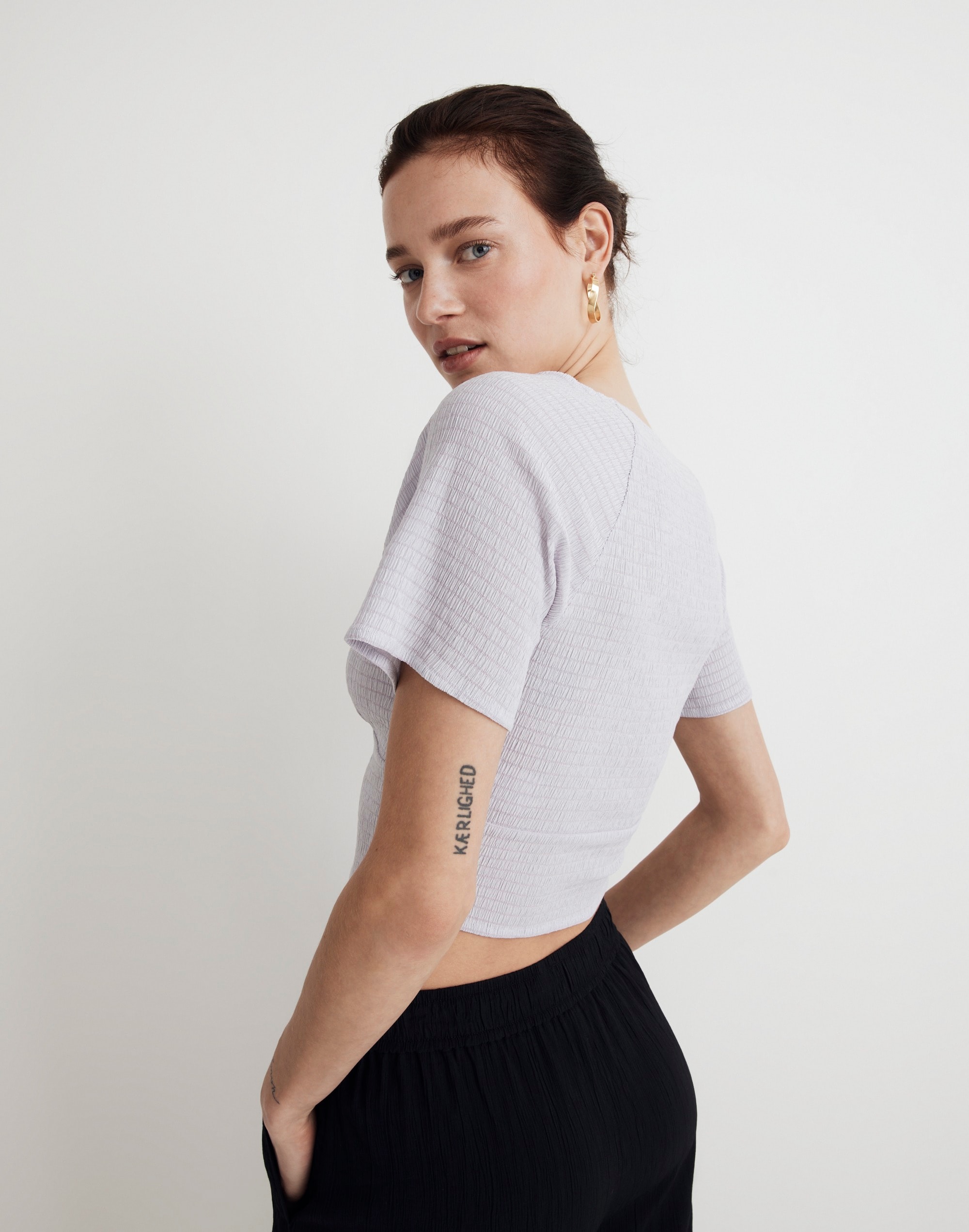 Shirred Crewneck Crop Top | Madewell