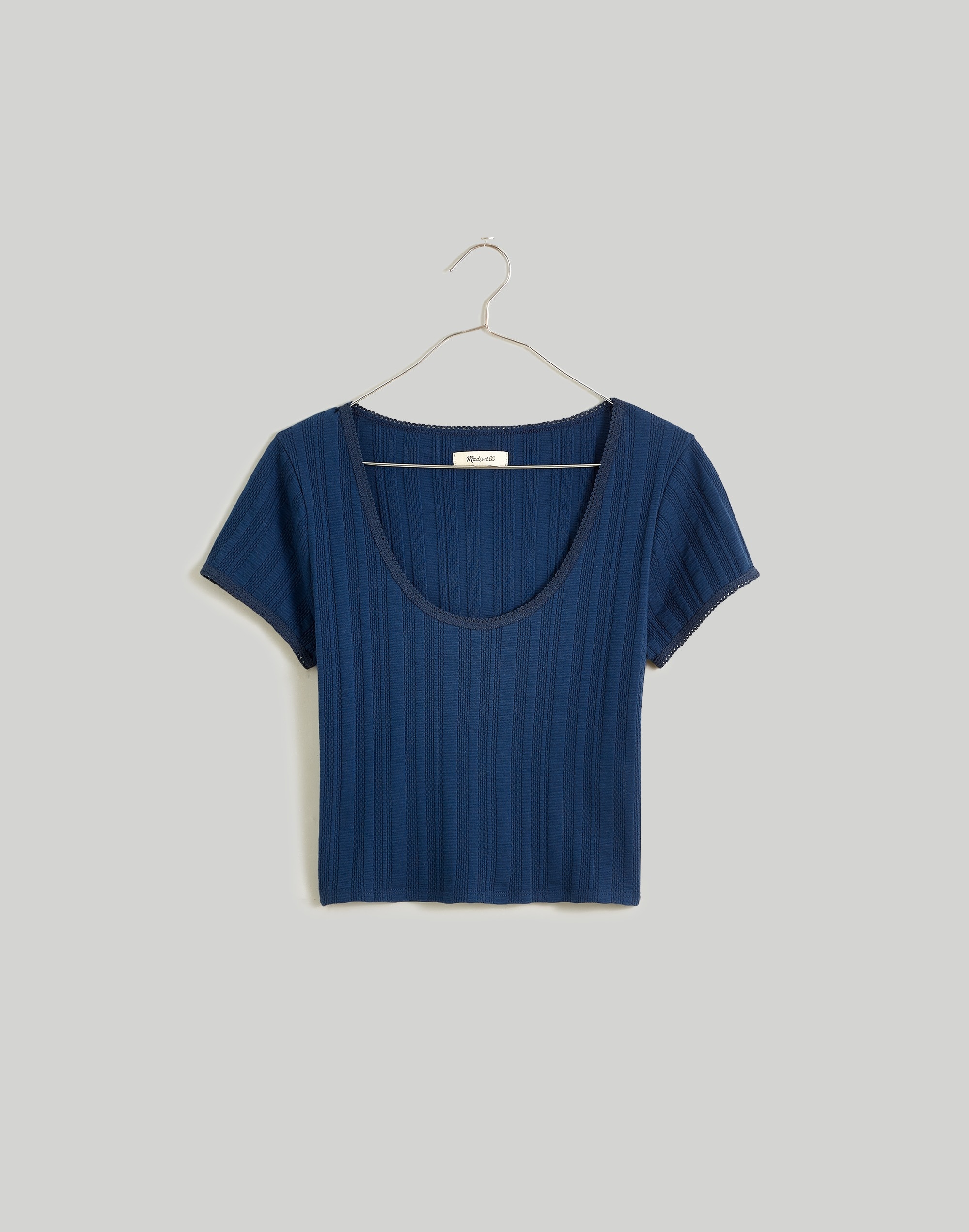 Pointelle Scoopneck Crop Tee