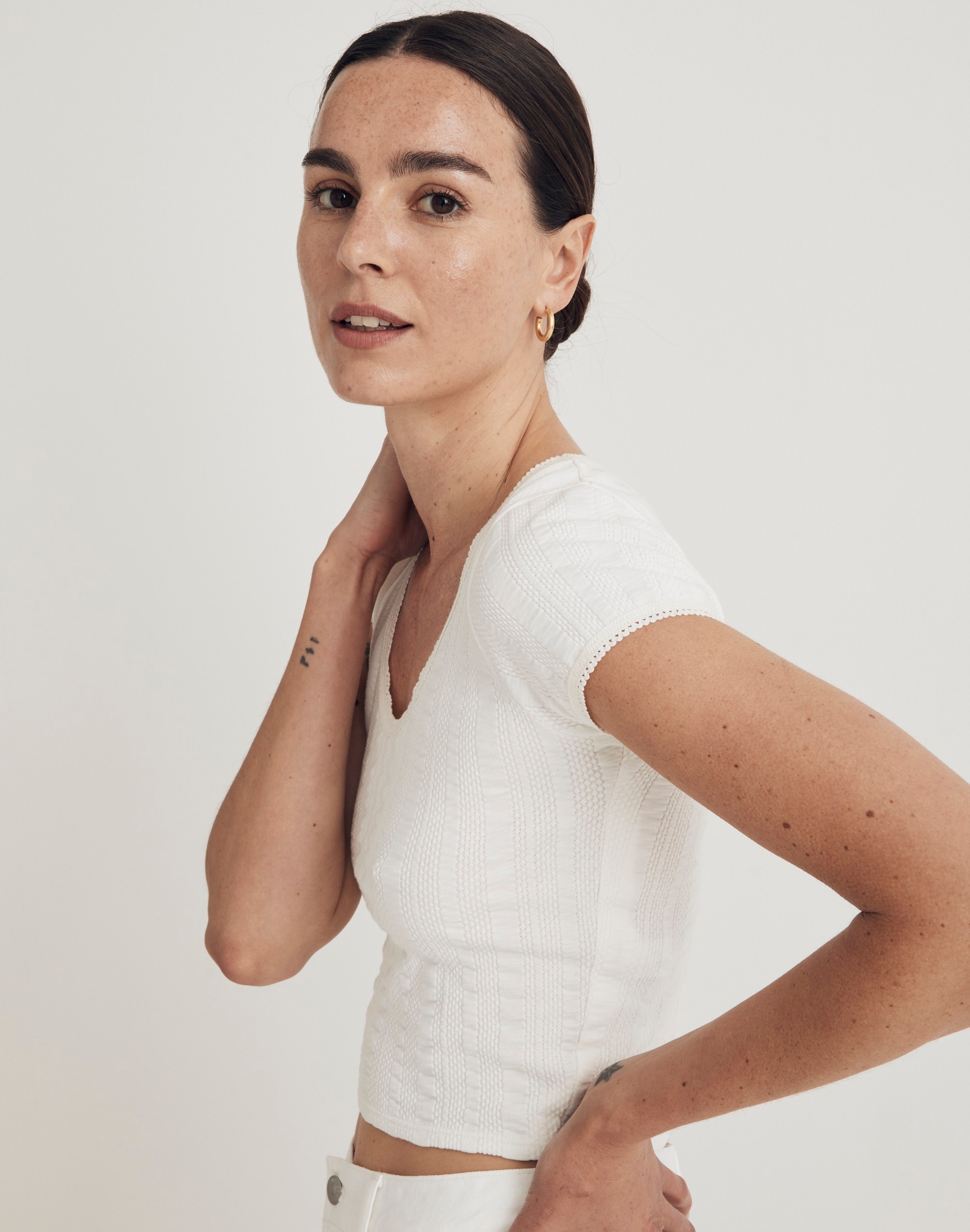 Pointelle Scoopneck Crop Tee | Madewell