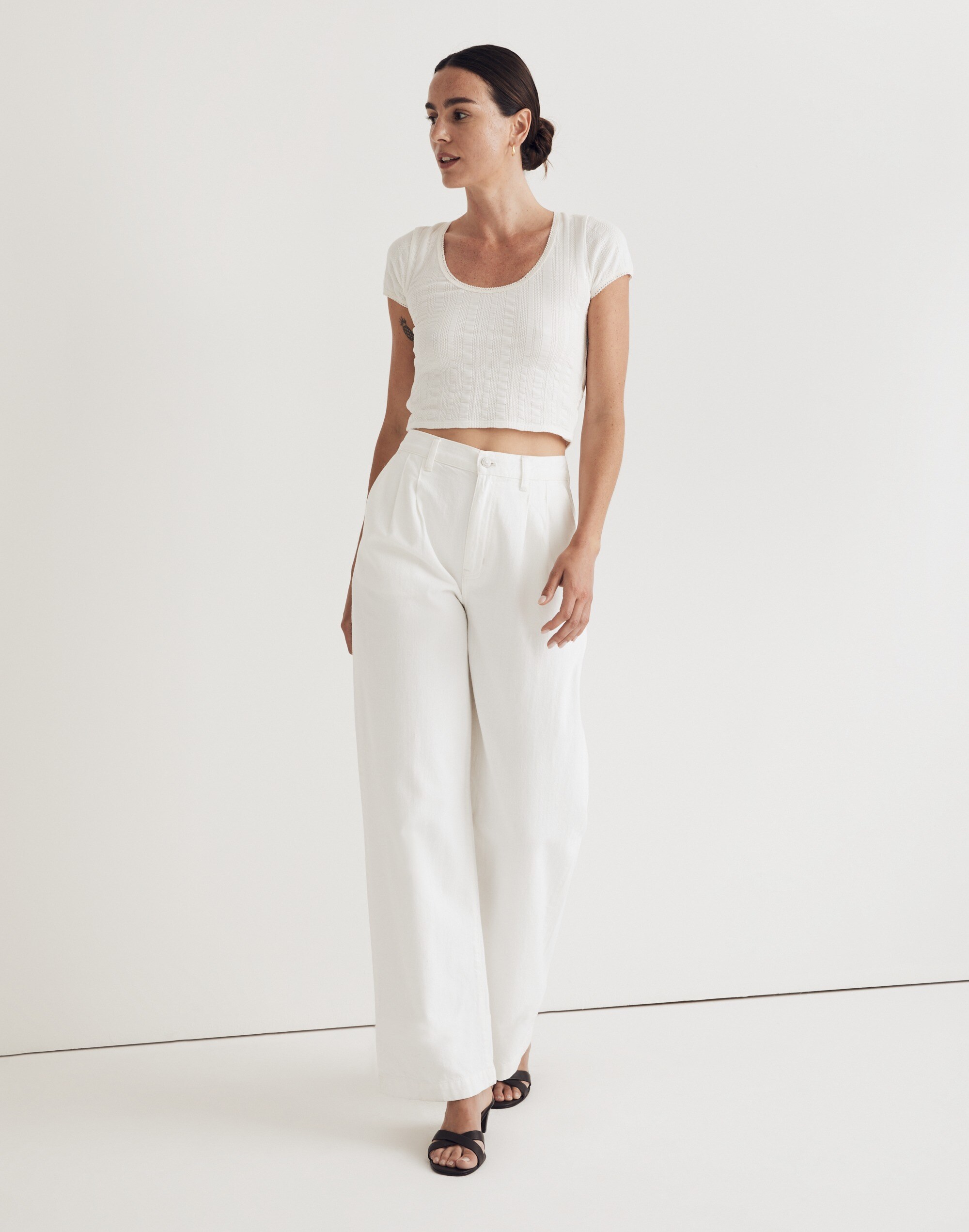 Pointelle Scoopneck Crop Tee | Madewell