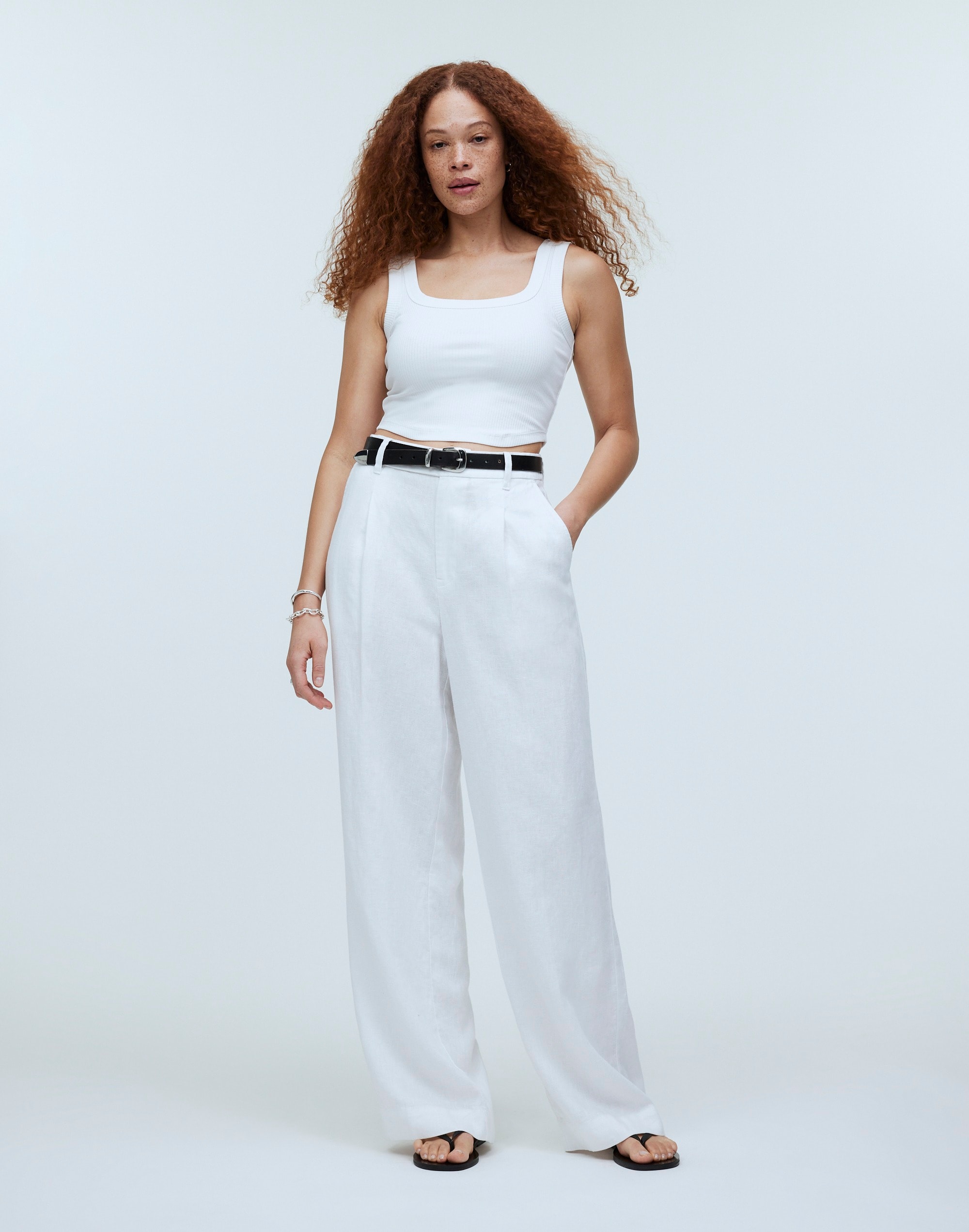 Shop Mw The Tailored Crop Tank In Eyelet White