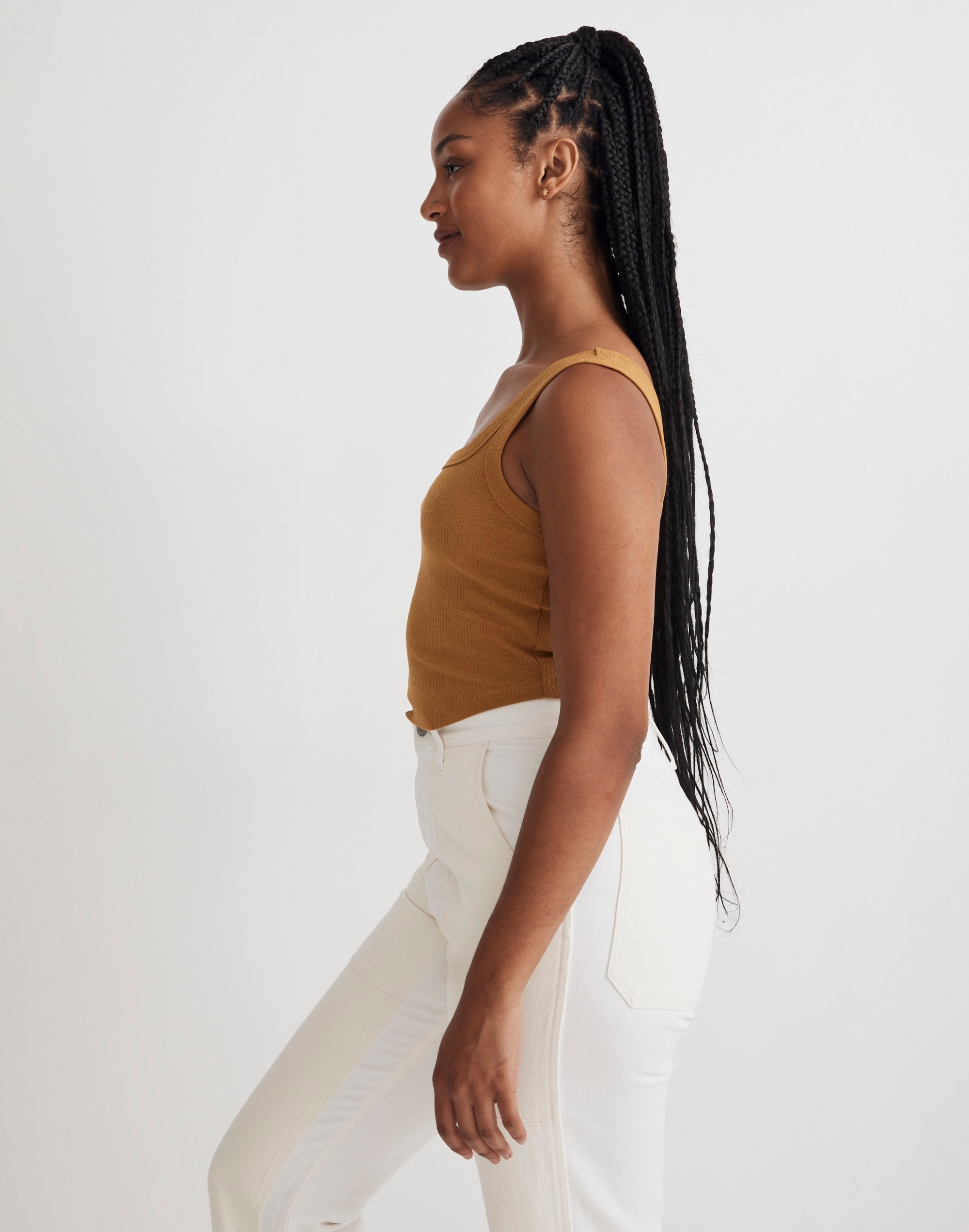 Shop Mw The Tailored Crop Tank In Compass Gold