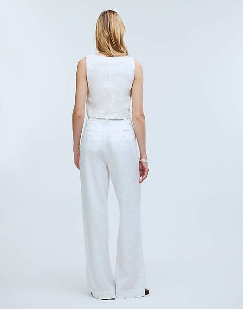 Solid White Wide Leg Long Summer Palazzo Pants, White