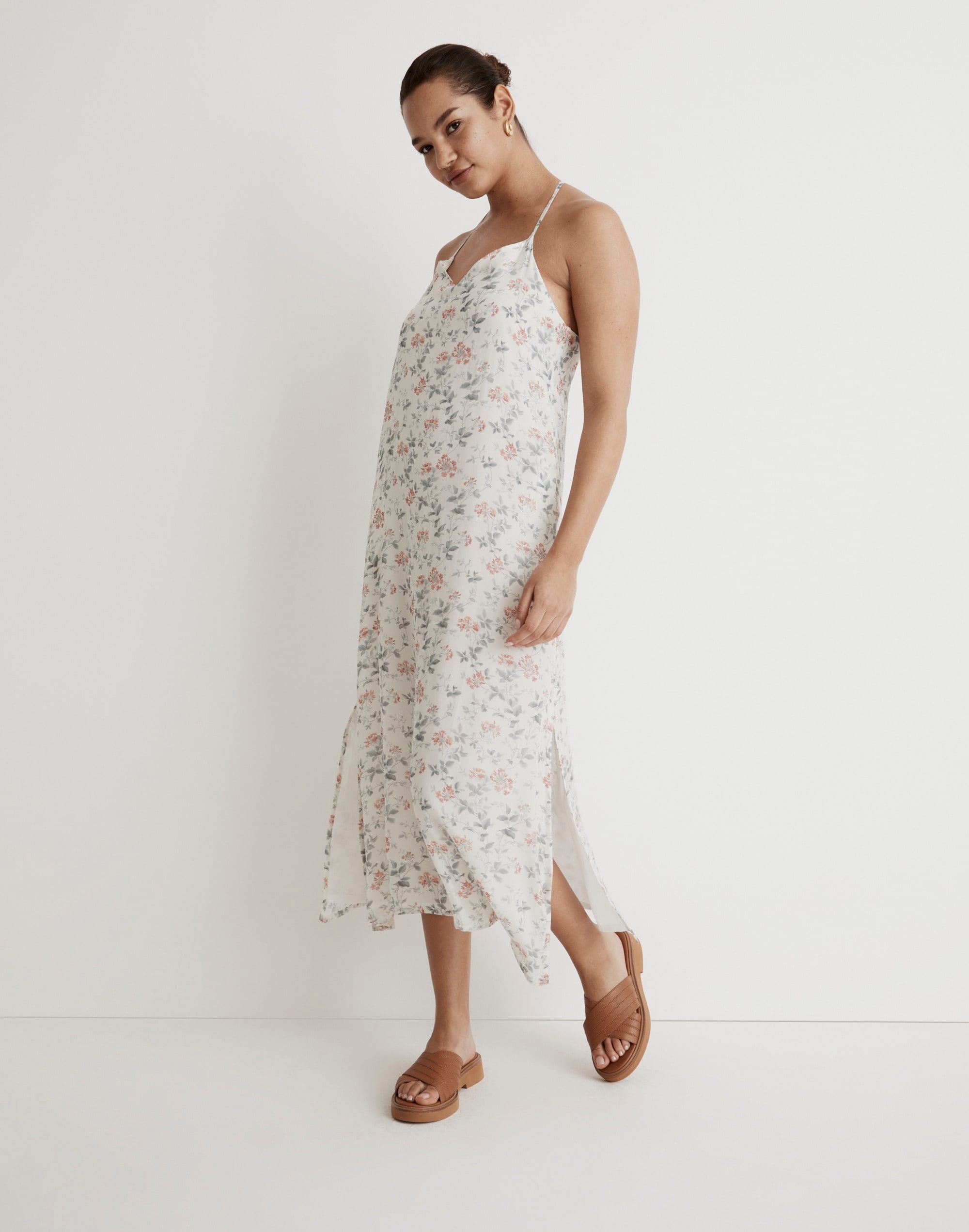 Shop Mw Madewell X Reistor Floral Slip Maxi Dress In Ivory Ivy Dreams