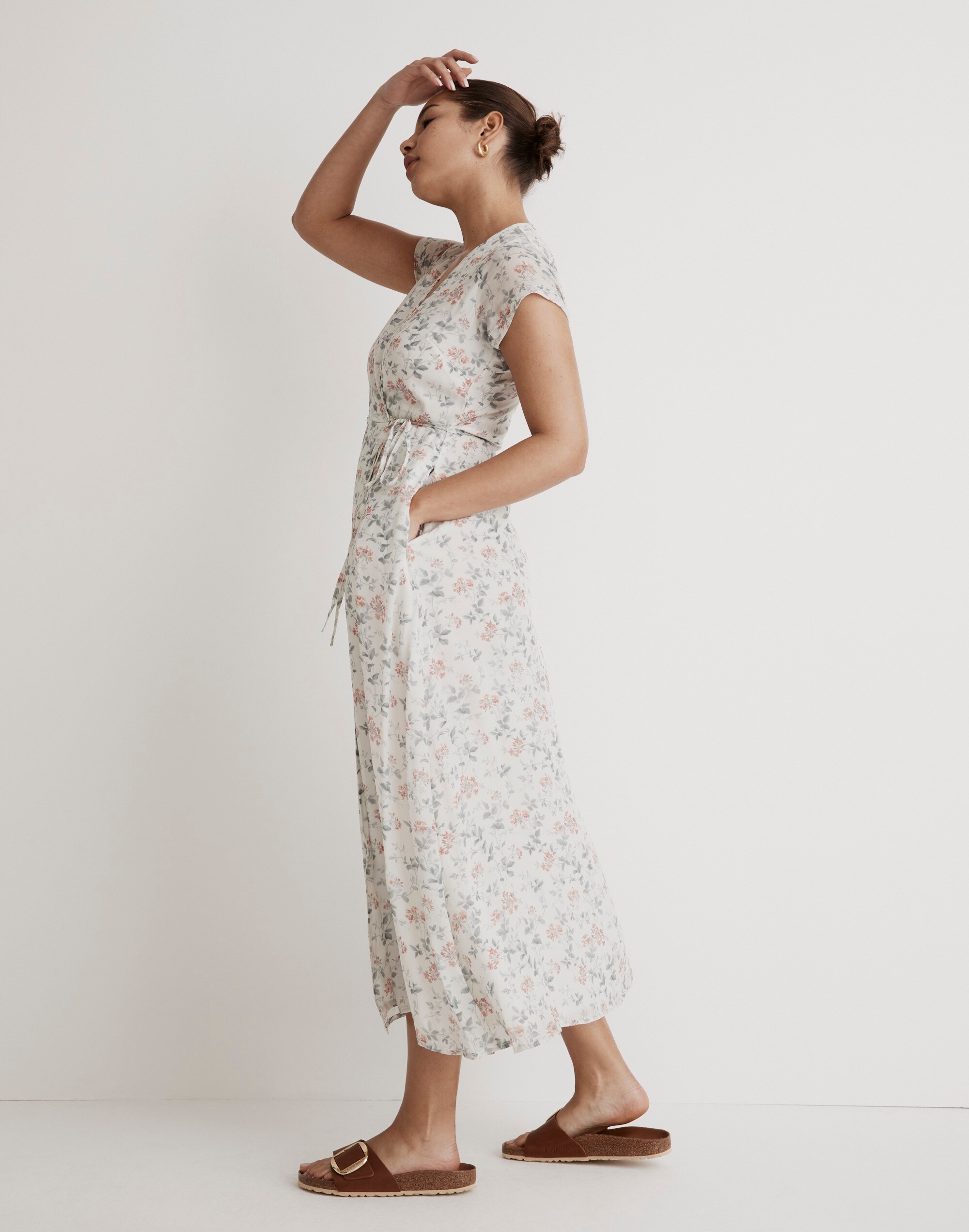 Shop Mw Madewell X Reistor Floral Wrap Maxi Dress In Ivory Ivy Dreams