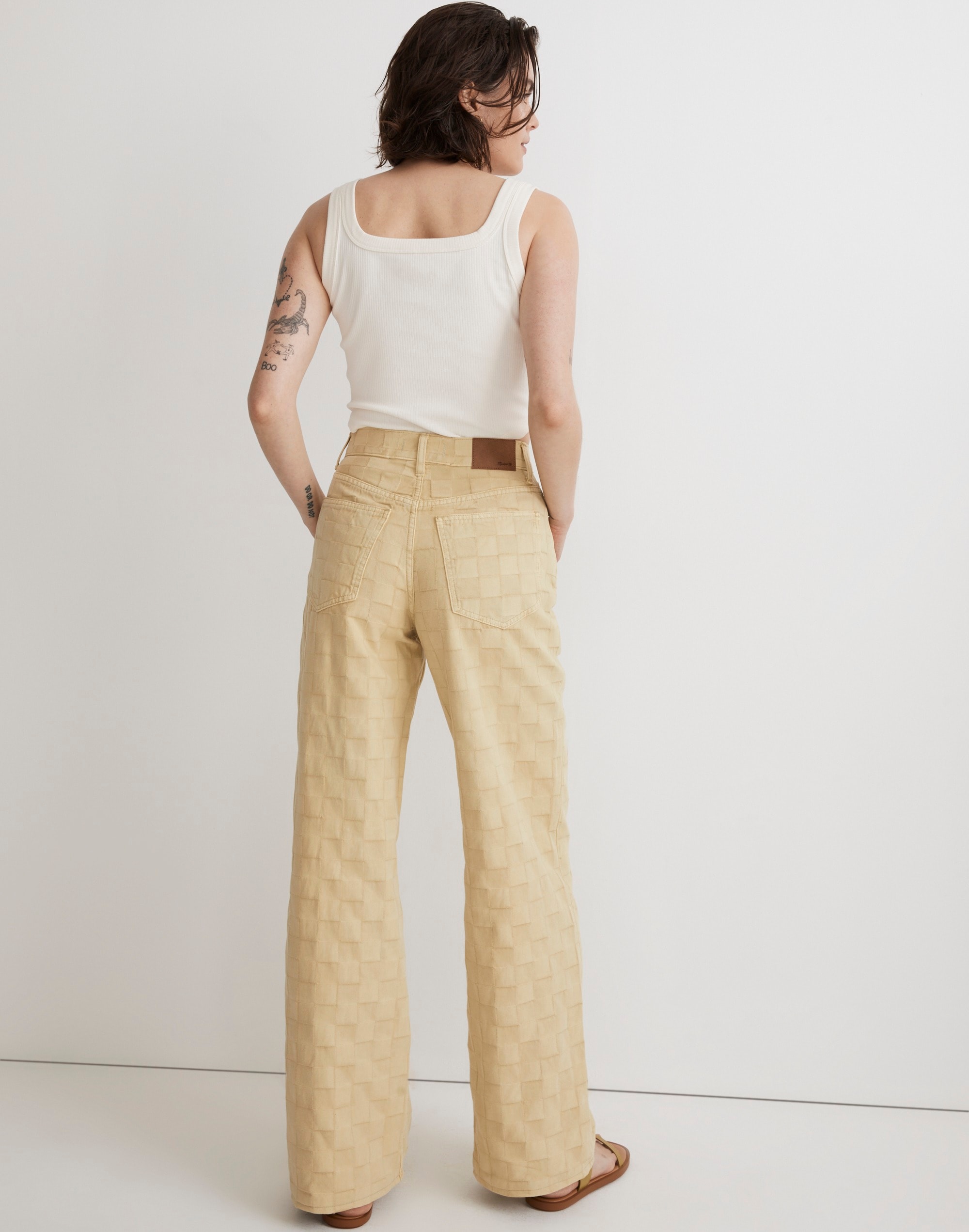 Superwide-Leg Jeans in Checkerboard Jacquard