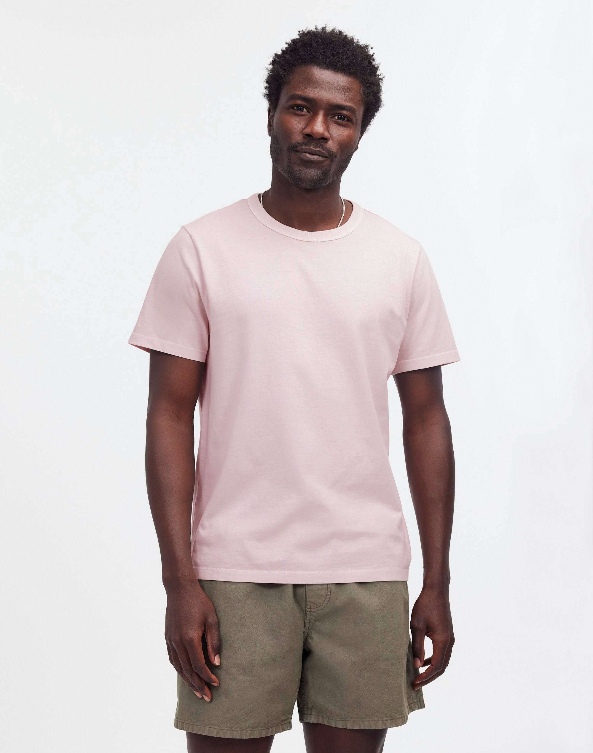 Mw Garment-dyed Allday Crewneck Tee In Pale Pink