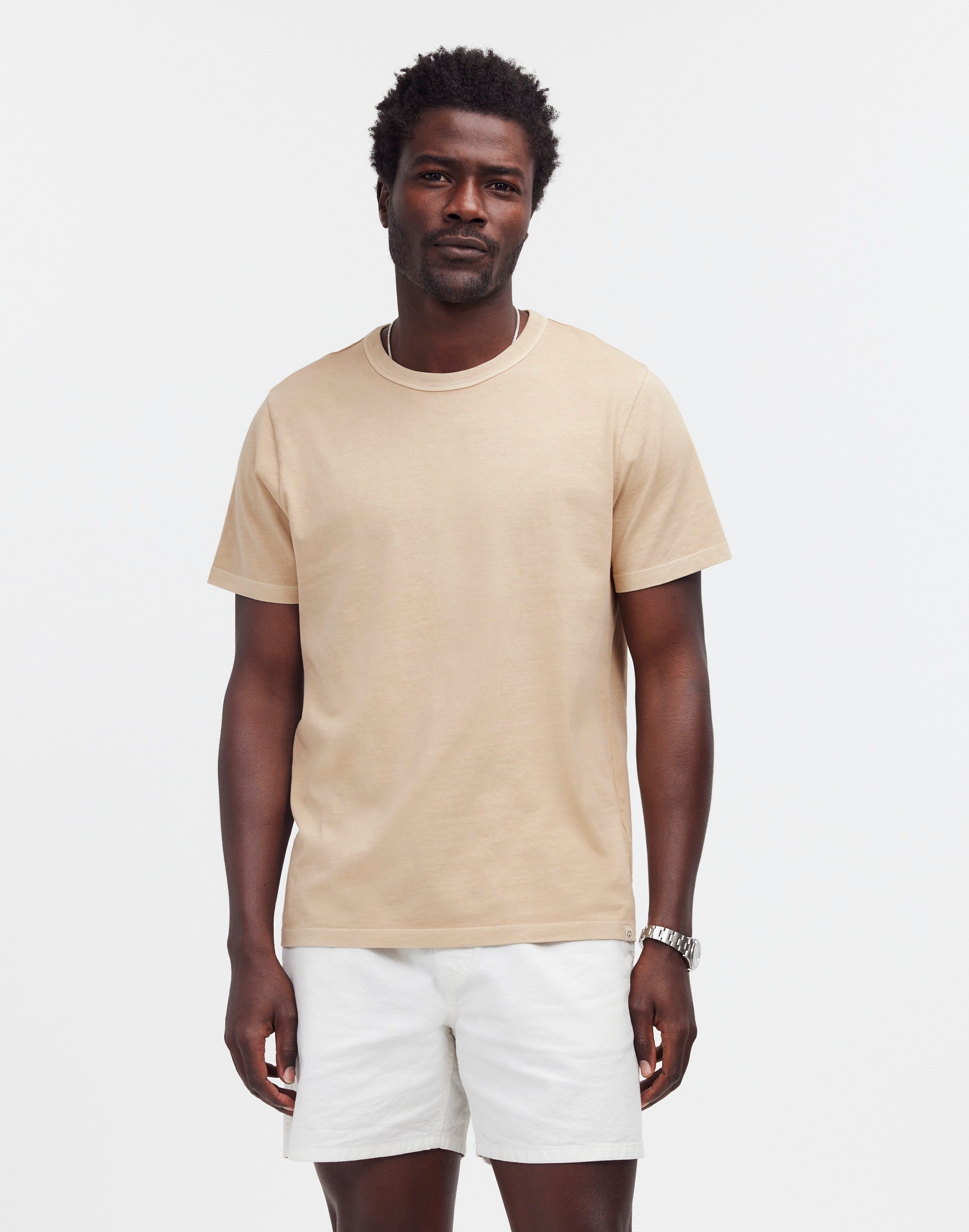 Mw Garment-dyed Allday Crewneck Tee In Khaki