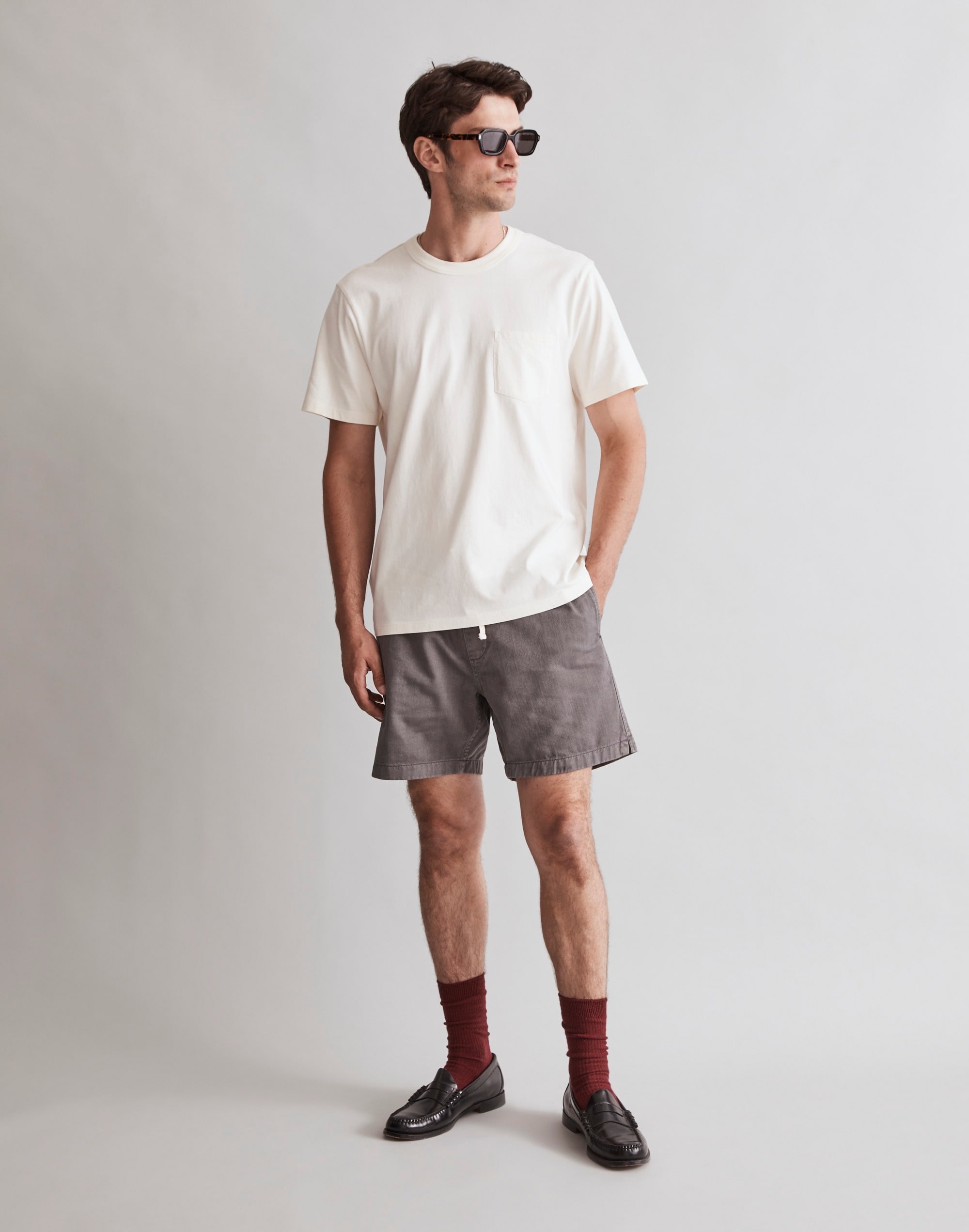 Mw Garment-dyed Allday Crewneck Pocket Tee In Lighthouse