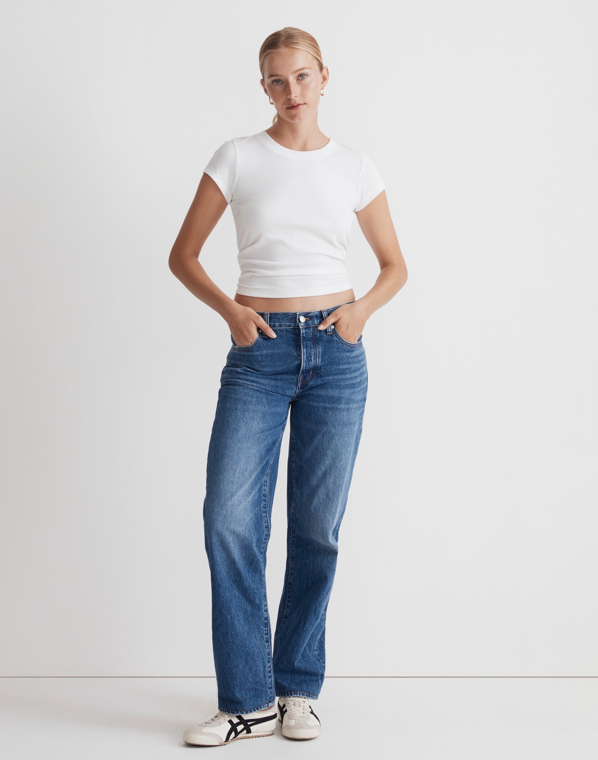 GEILLGI Womens Seamed Front Wide Leg Jeans Elastic High Waisted Baggy  Stretch Denim Pants Trendy Front Seam 90s Loose Jeans at  Women's  Jeans store
