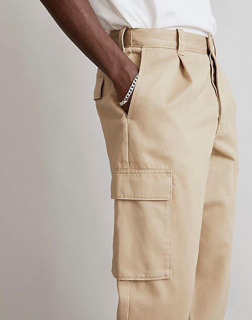 Vintage baggy cargo pants pleated pockets - Khaki / S