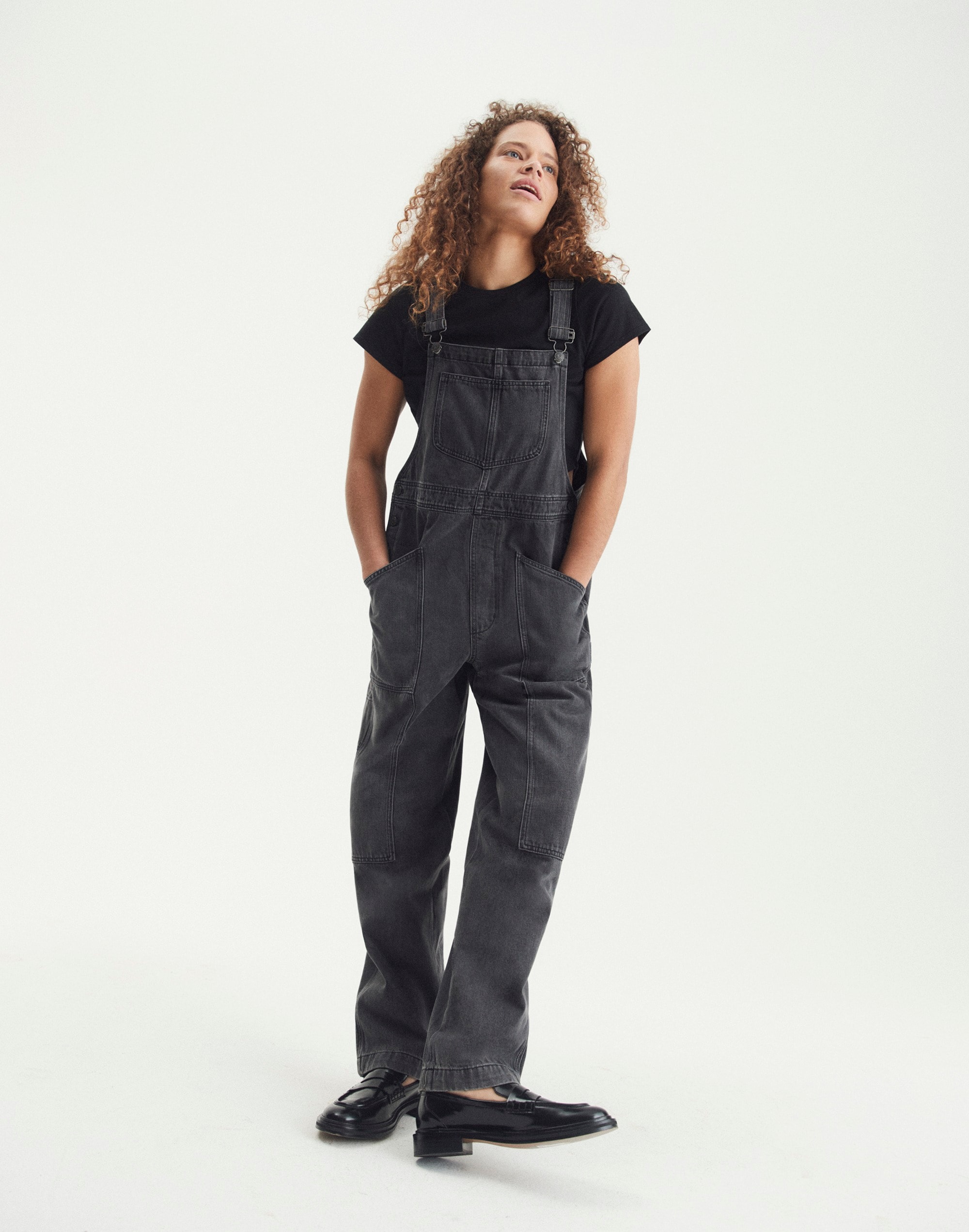 Denim Oversized Carpenter Overalls in Hartwell Wash