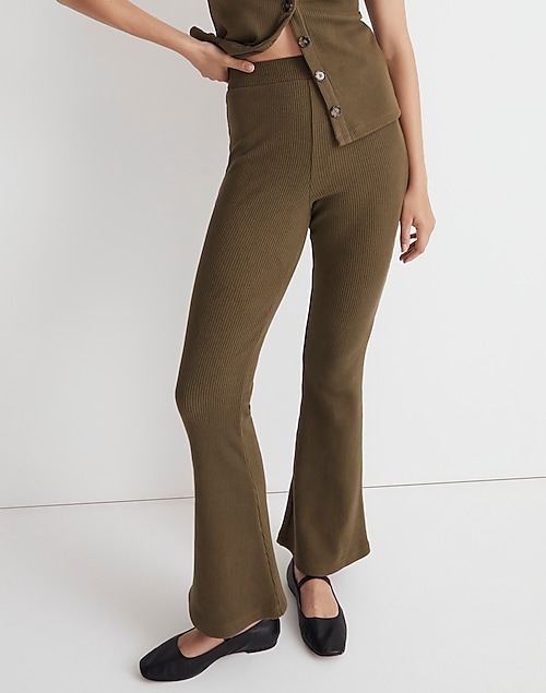 Ribbed High Waisted Flare Pants