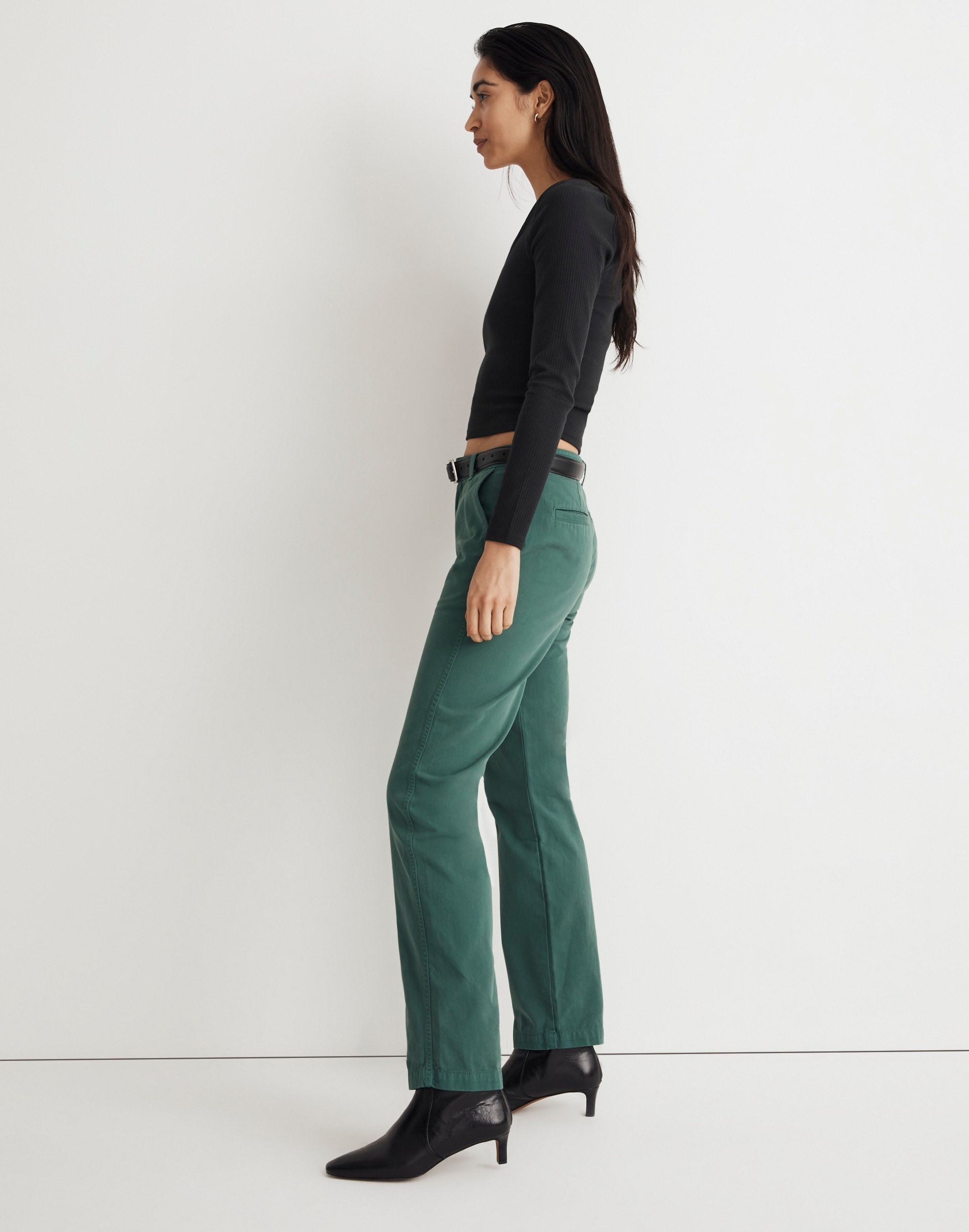 Garment-Dyed Low-Slung Straight Chino Pants