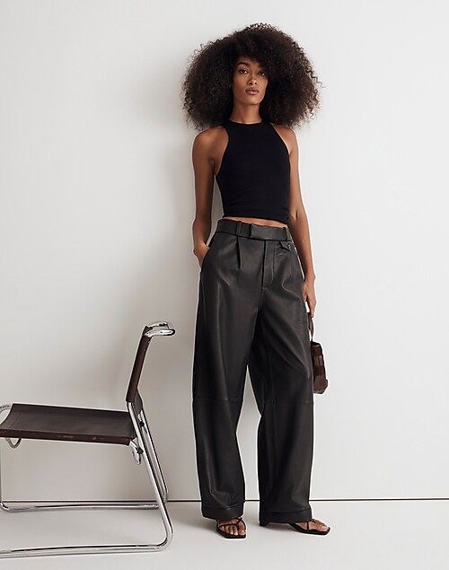 The Rosedale High-Rise Straight Pant in Leather