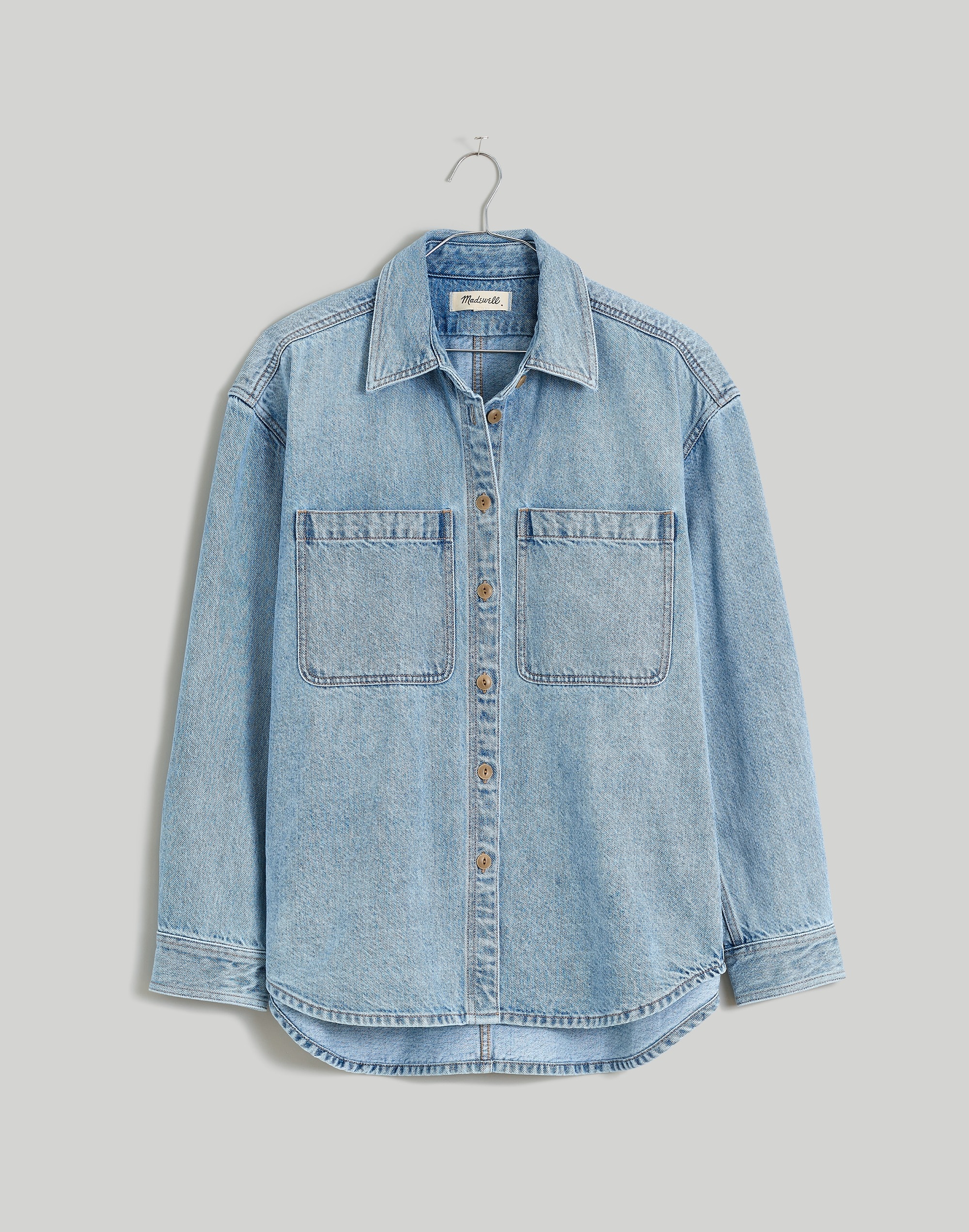 Denim Oversized Button-Up Shirt in Derussey Wash