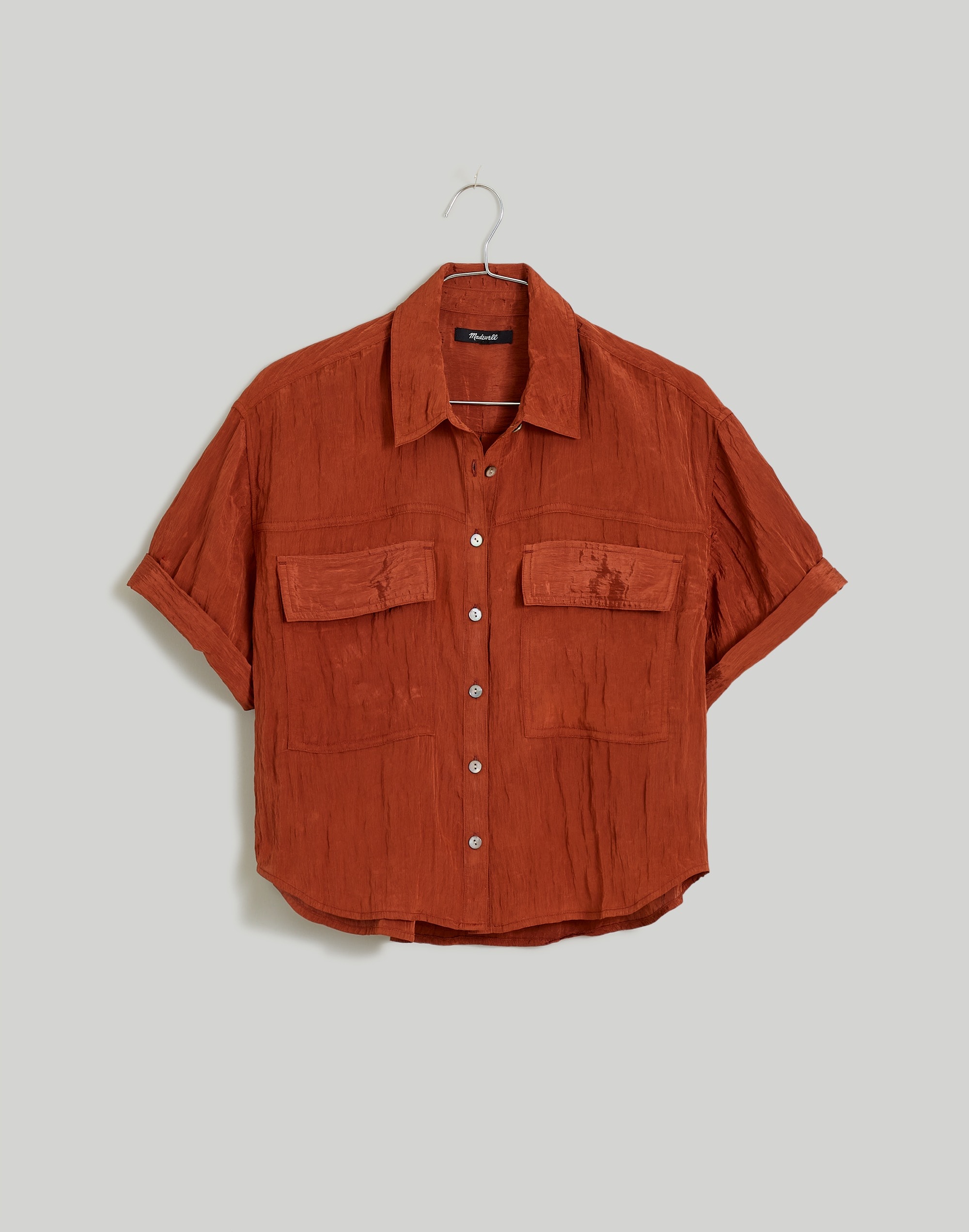 Crinkled Utility Button-Up Shirt