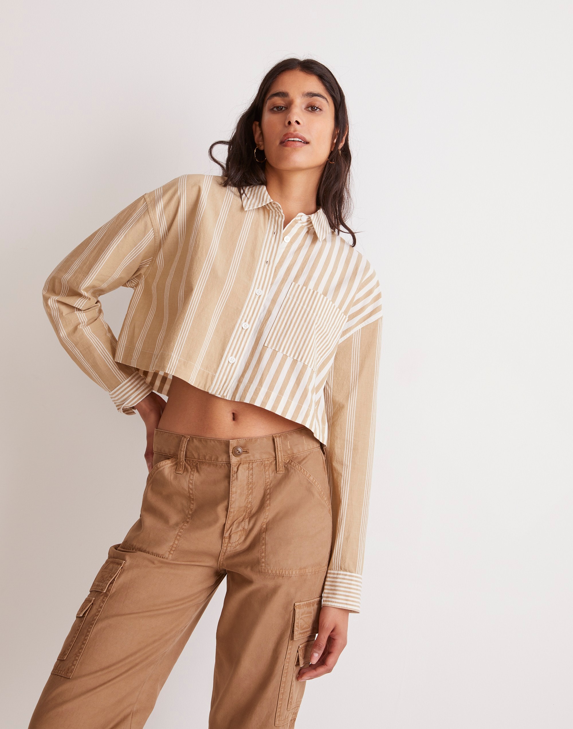 Modular Oversized Button-Up Shirt in Mixed Stripe | Madewell