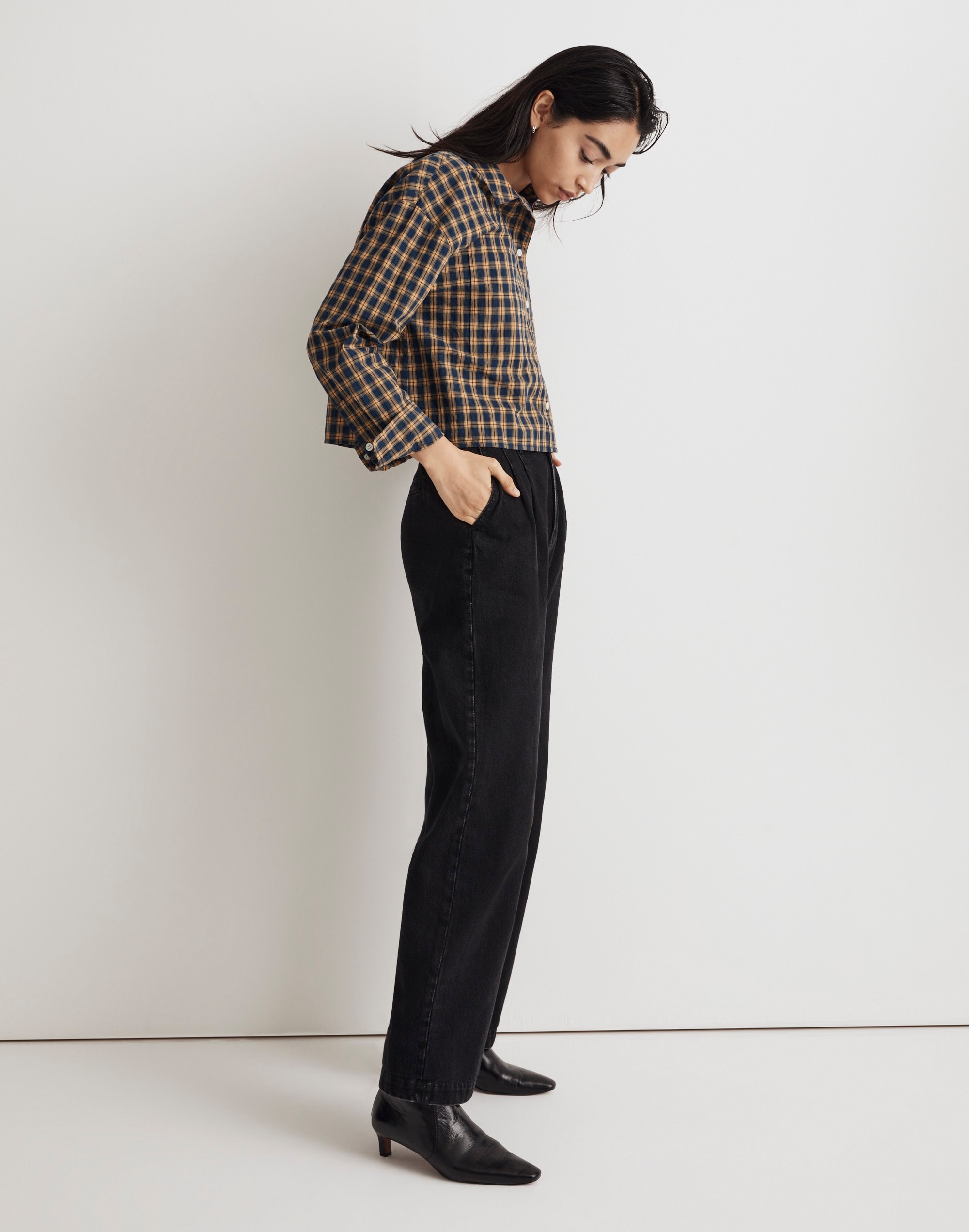 The Signature Poplin Crop Shirt Plaid | Madewell