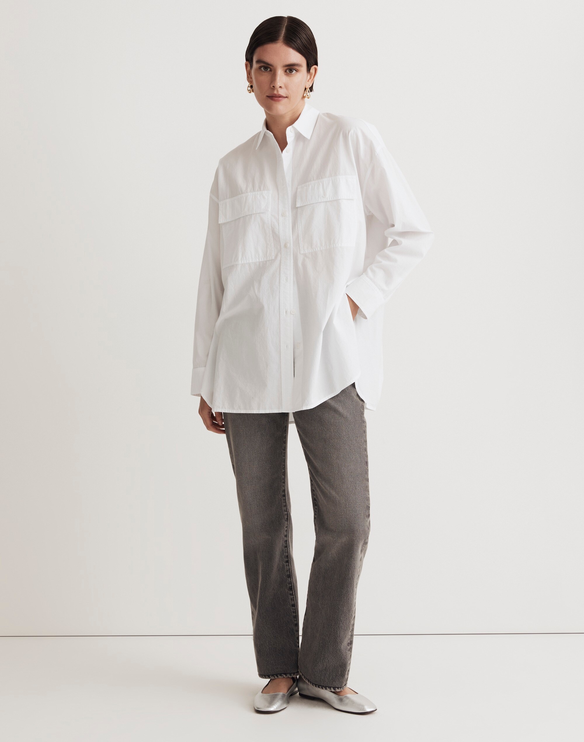 The Signature Poplin Oversized Button-Up Shirt: Flap-Pocket Edition | Madewell