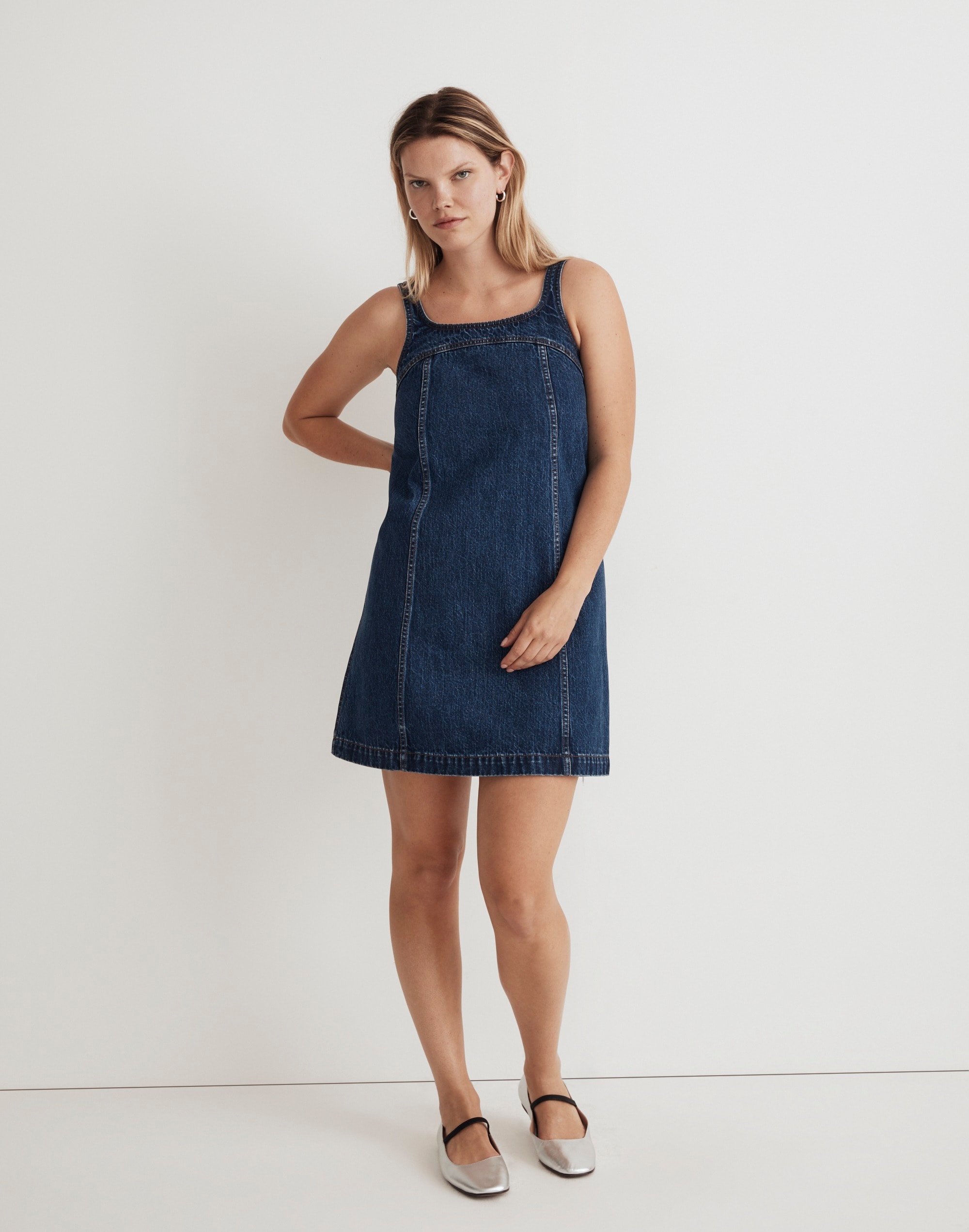 Denim A-Line Sleeveless Mini Dress Ladera Wash | Madewell