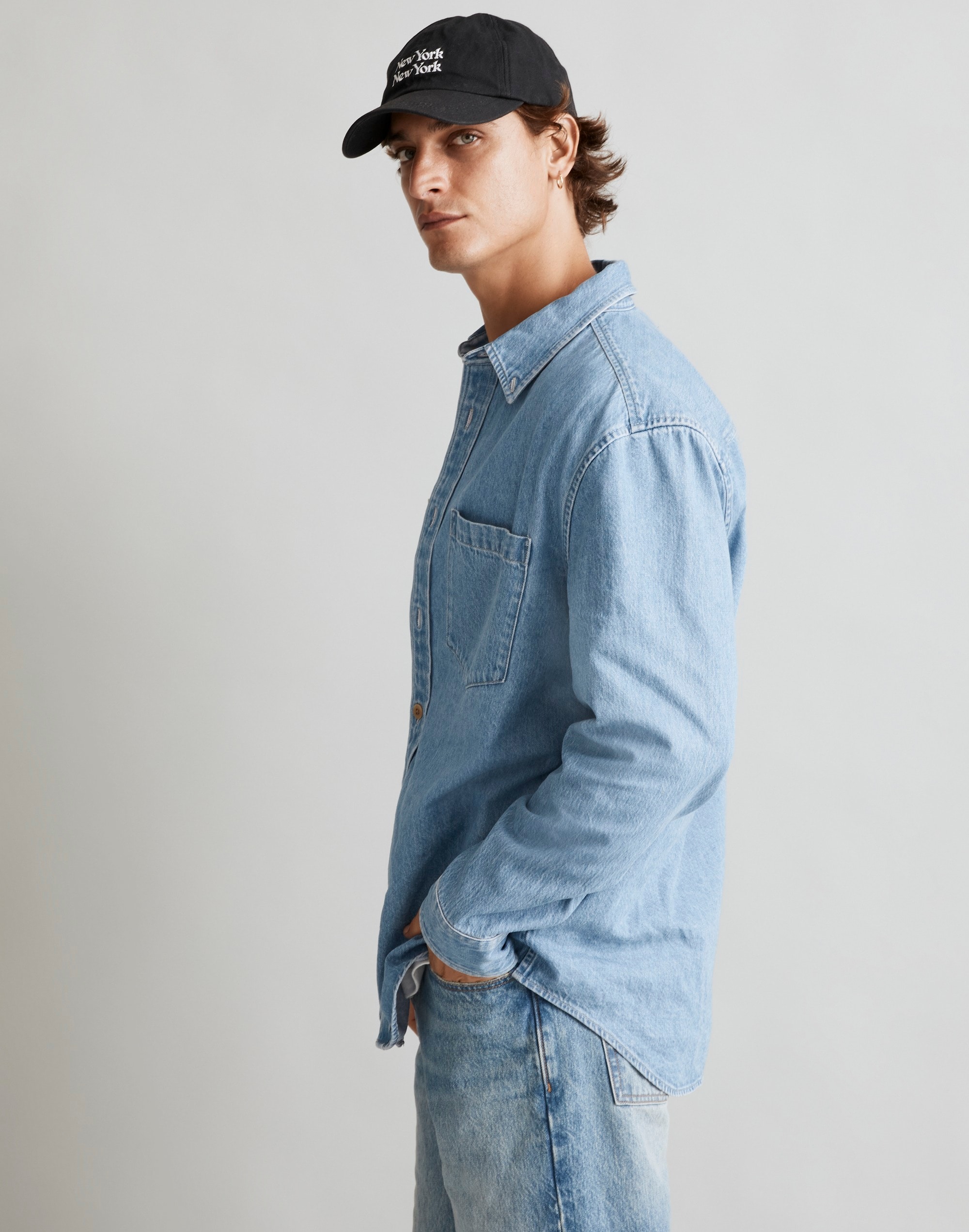 Denim Easy Long-Sleeve Shirt Kersey Wash | Madewell