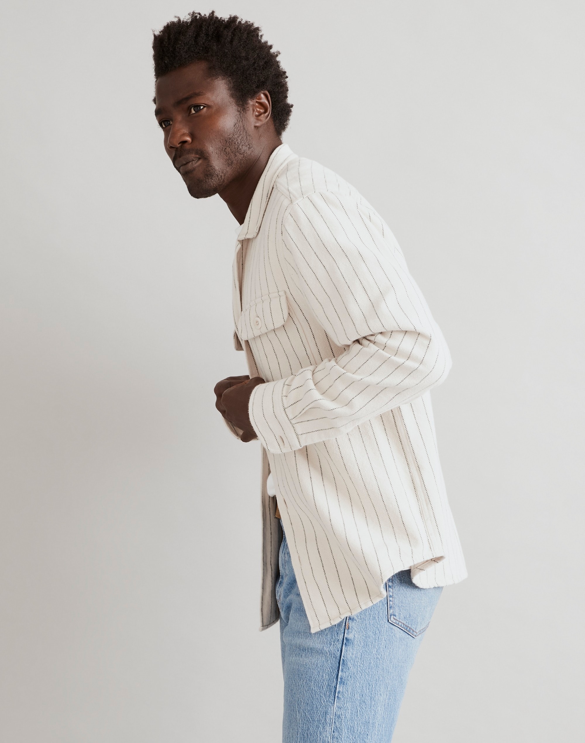 Brushed Flannel Easy Shirt-Jacket in Stripe