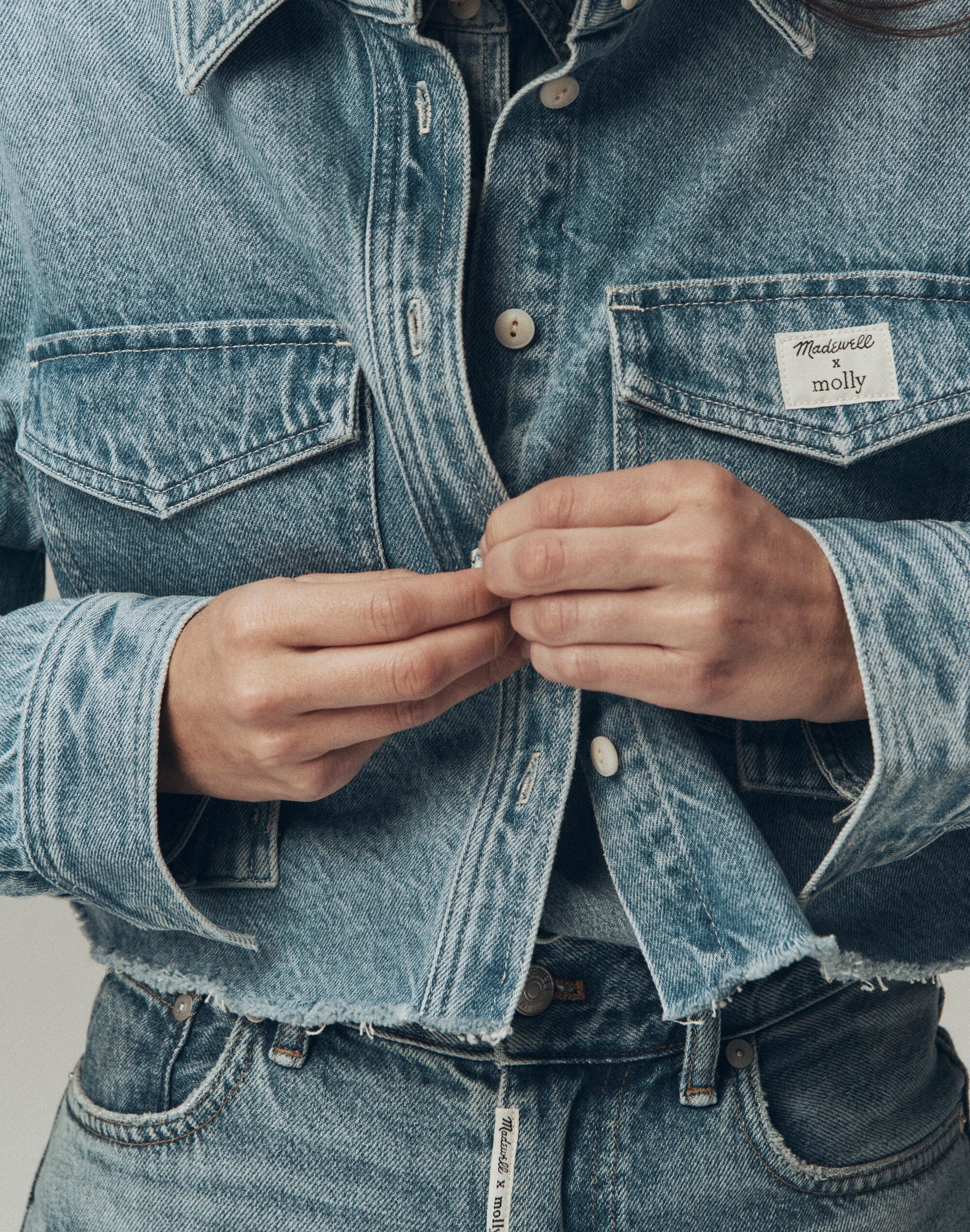 Madewell x Molly Dickson Denim Oversized Crop Shirt