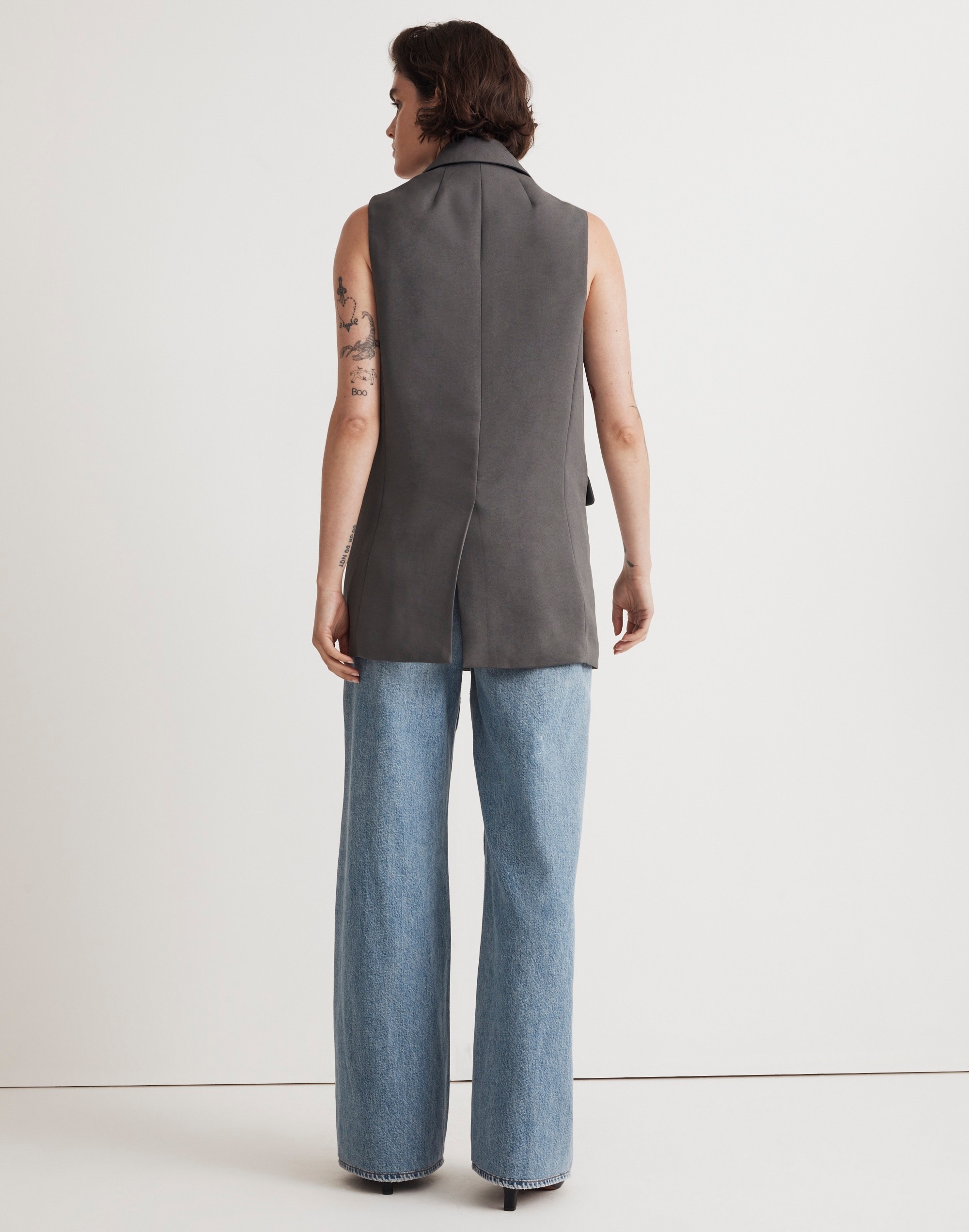 Double-Breasted Oversized Vest Top in Easygoing Crepe